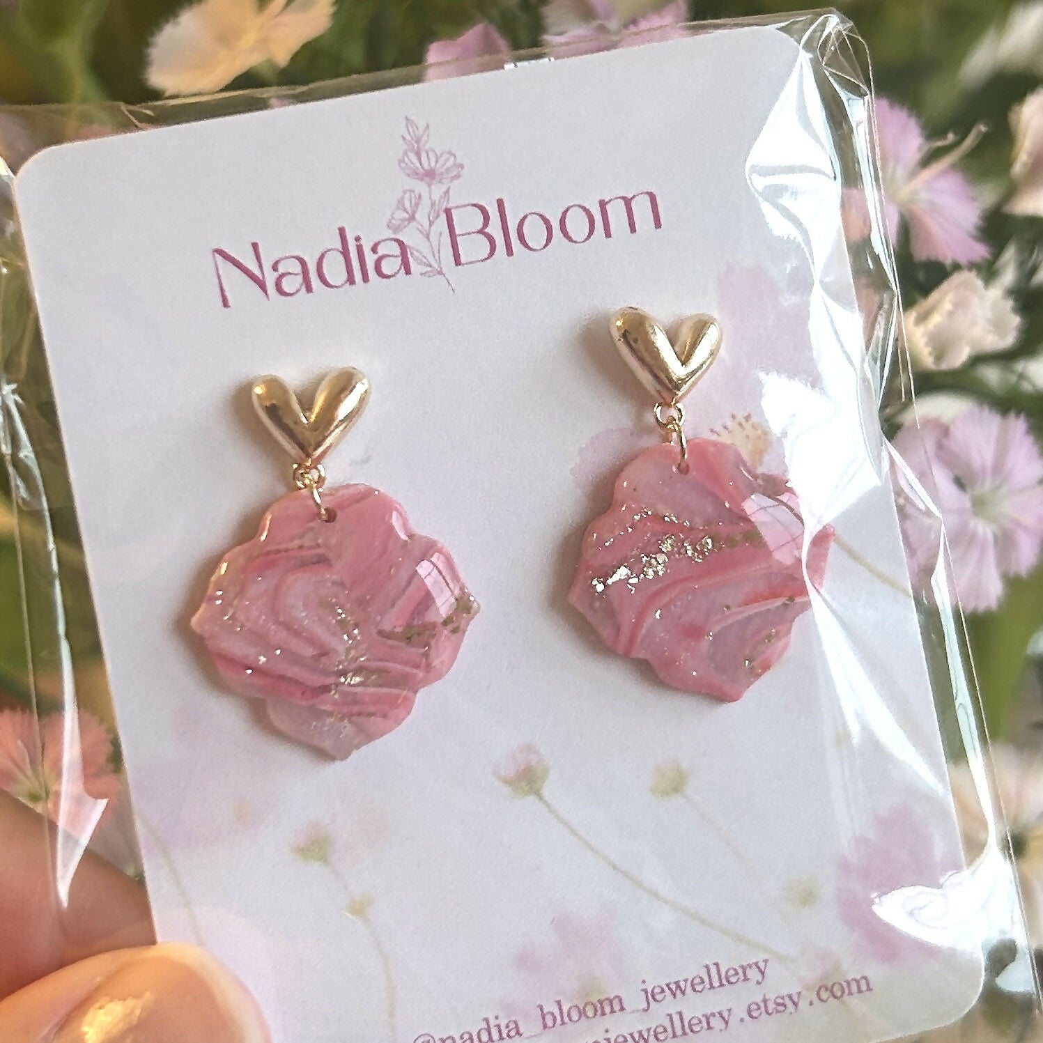 Pink Earrings with Hearts