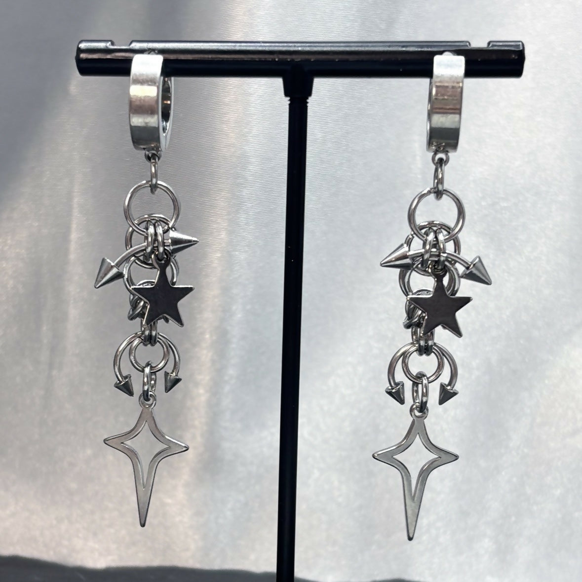 Pierced Sparkle Chainmail Earrings