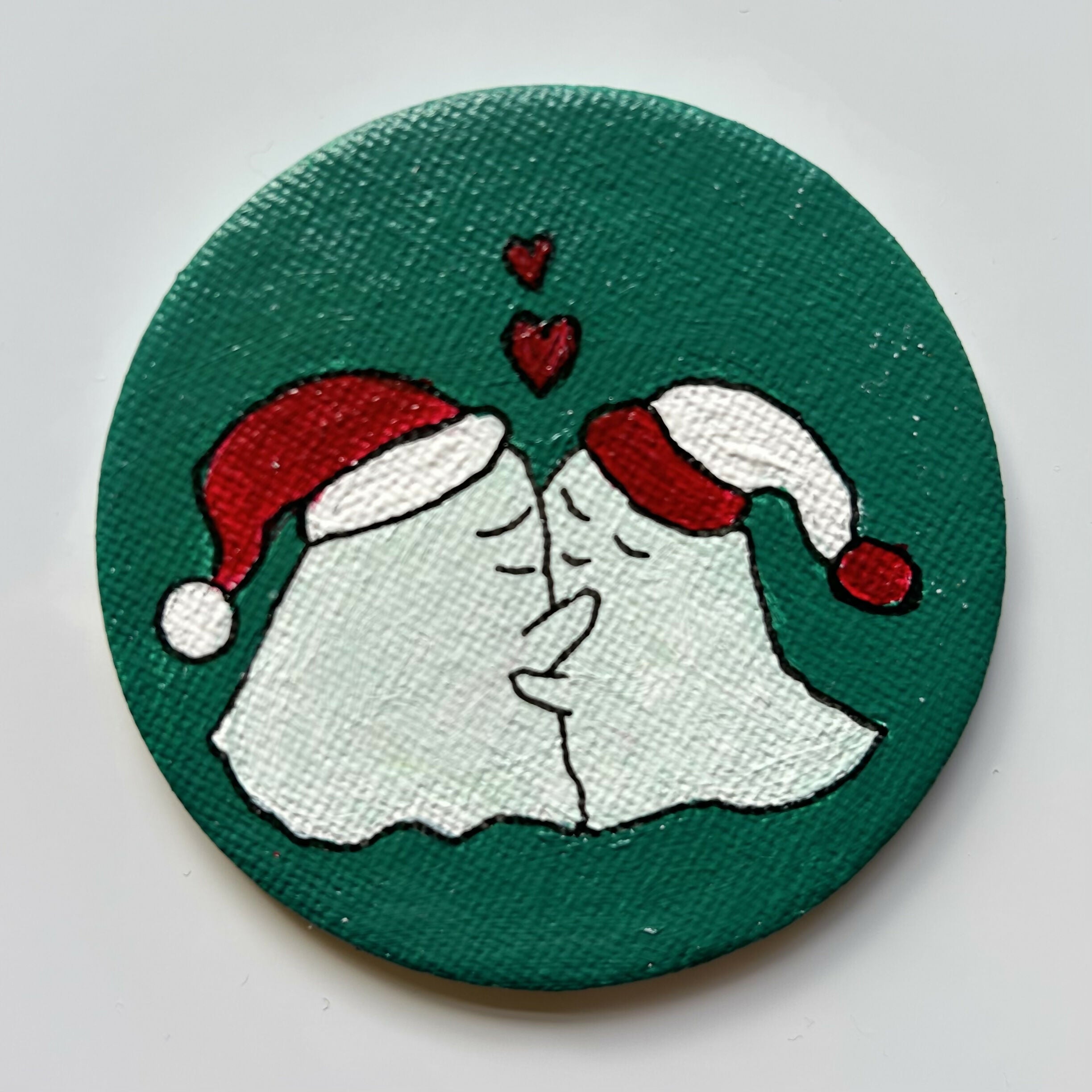 Hugging Christmas Ghosts Magnets Original Artwork