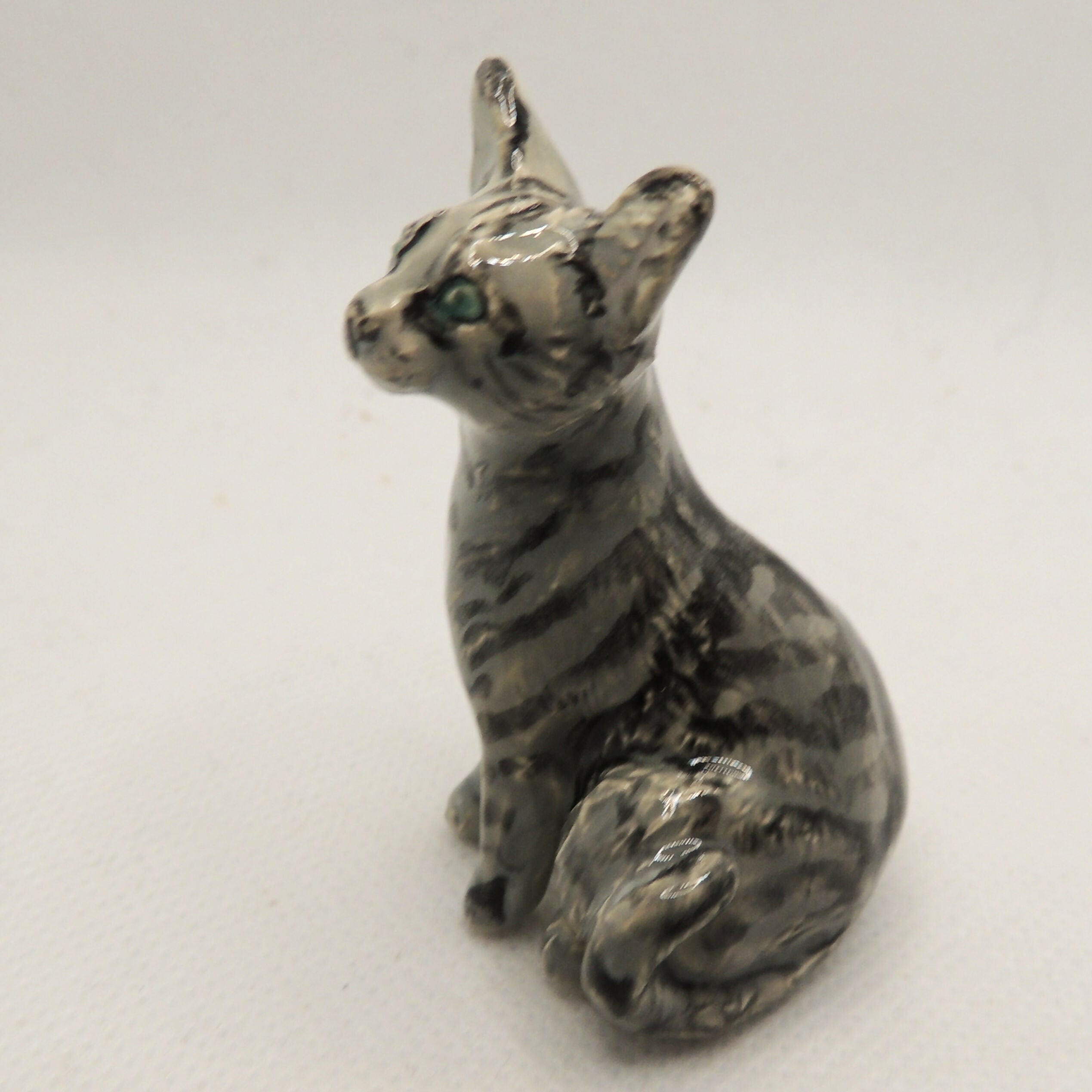 Ceramic Grey Tabby Cat Sculpture