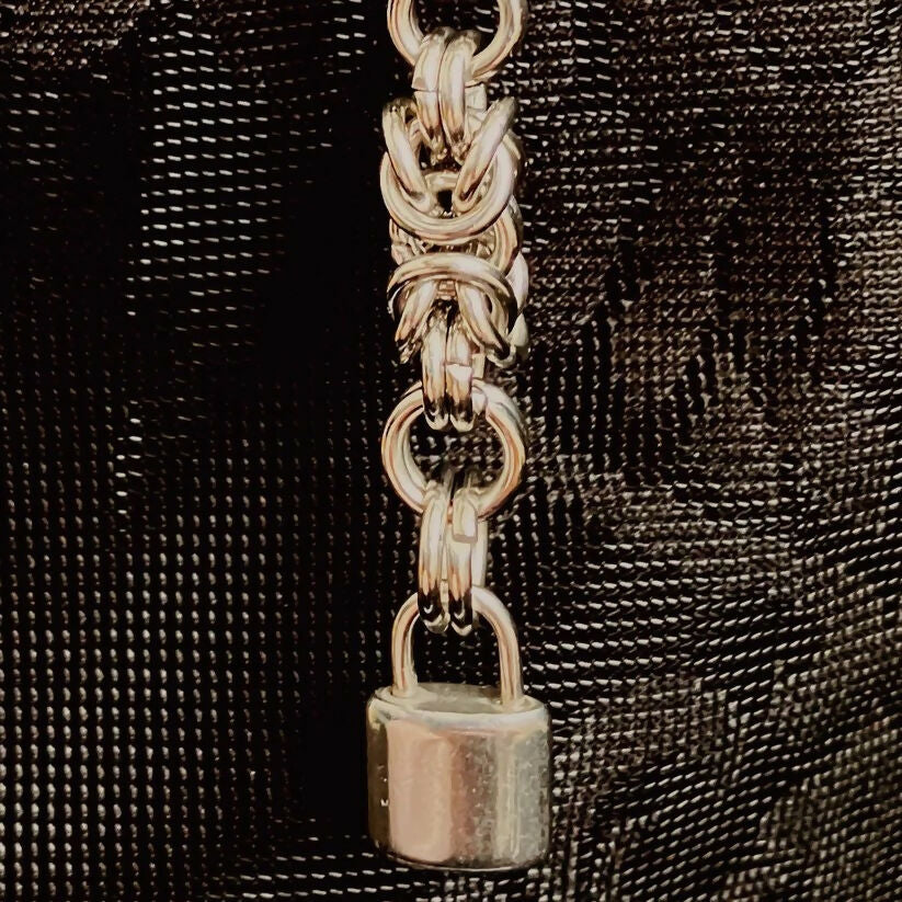 MINI PADLOCK KEYCHAIN - STAINLESS STEEL CHAINMAIL