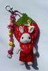 Strawberry Bunny Felt Keyring