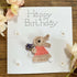 Happy Birthday Crocheted card with Rabbit or Elephant