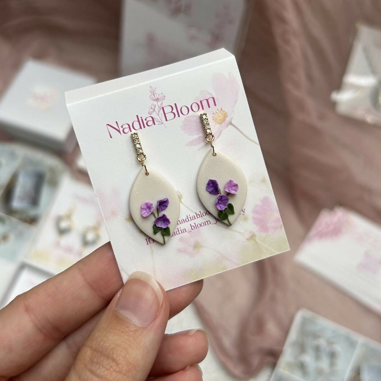 Morning Glory Purple Flower Earrings