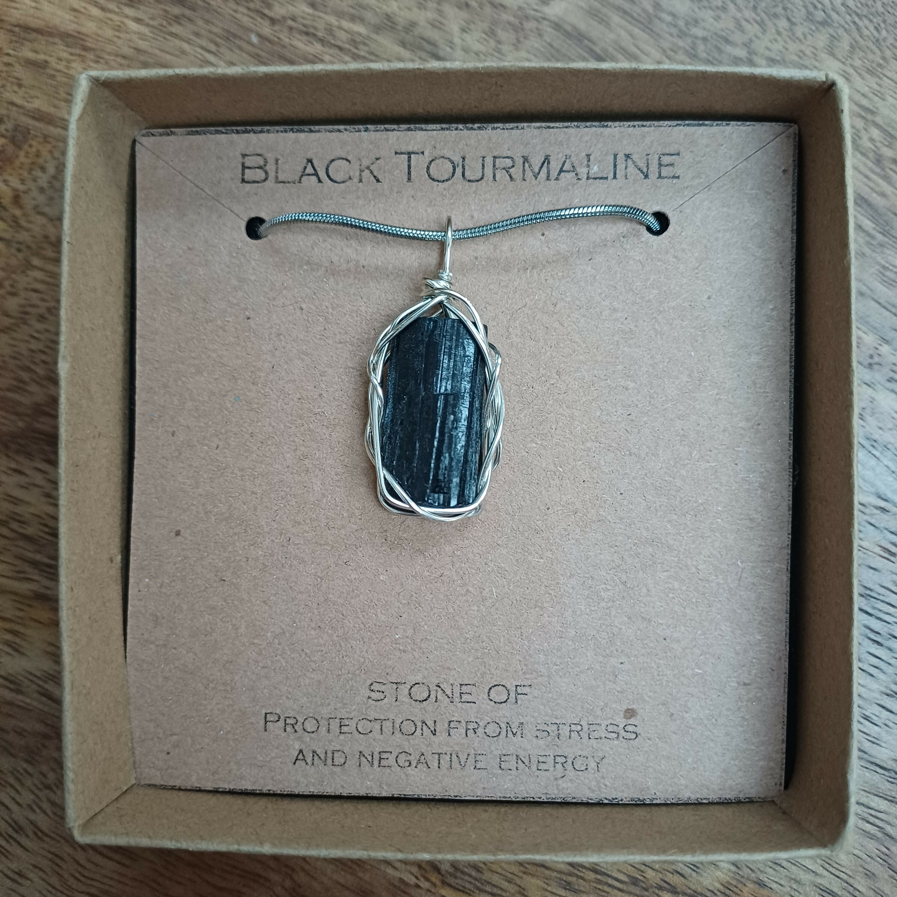 Black Tourmaline Wire Wrapped Pendant
