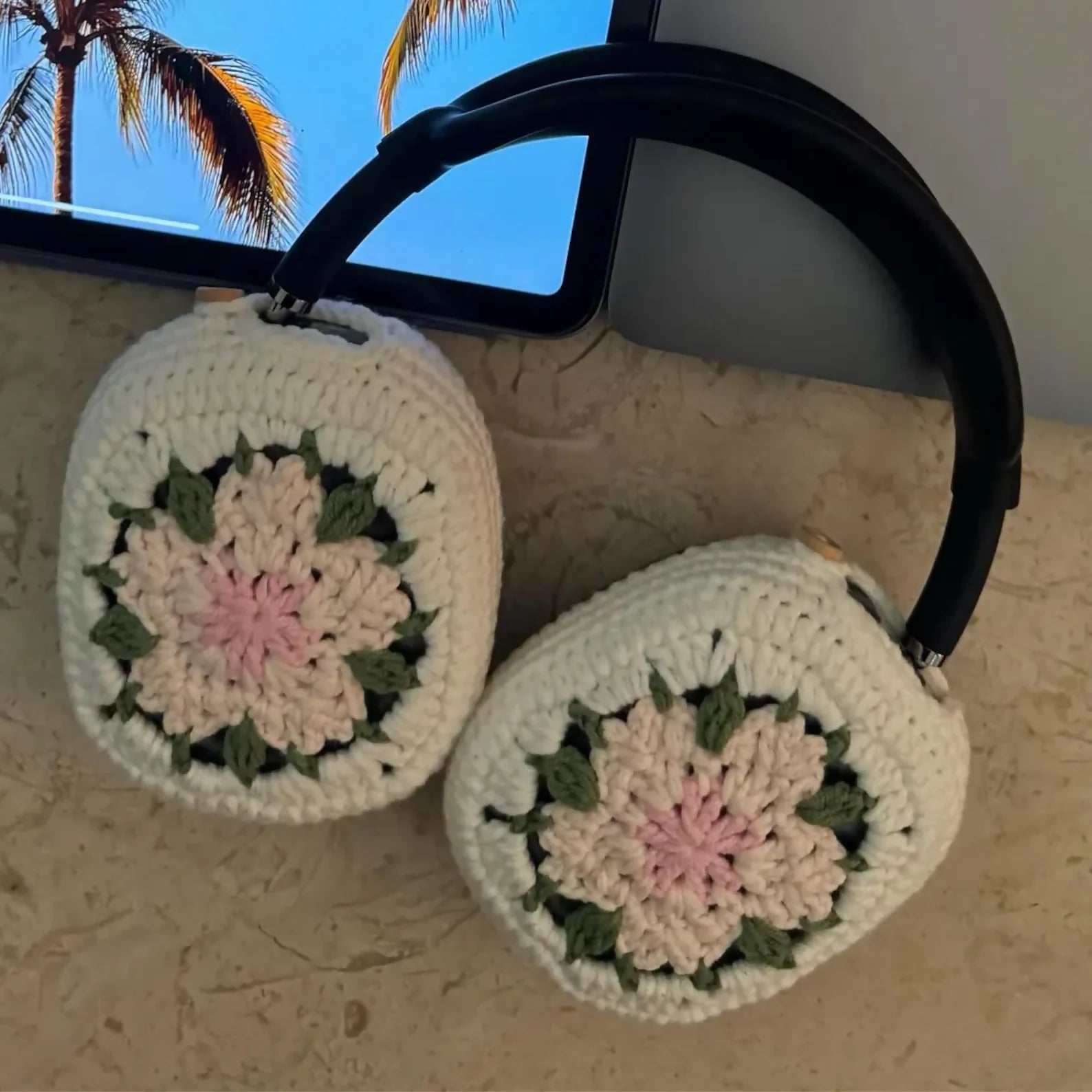 Crochet AirPods Max Sakura Cherry Blossom Headphones Covers