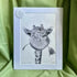 Giraffe with Flower Art Print | Luxury Velvet Paper Print | Cute Animal Decor