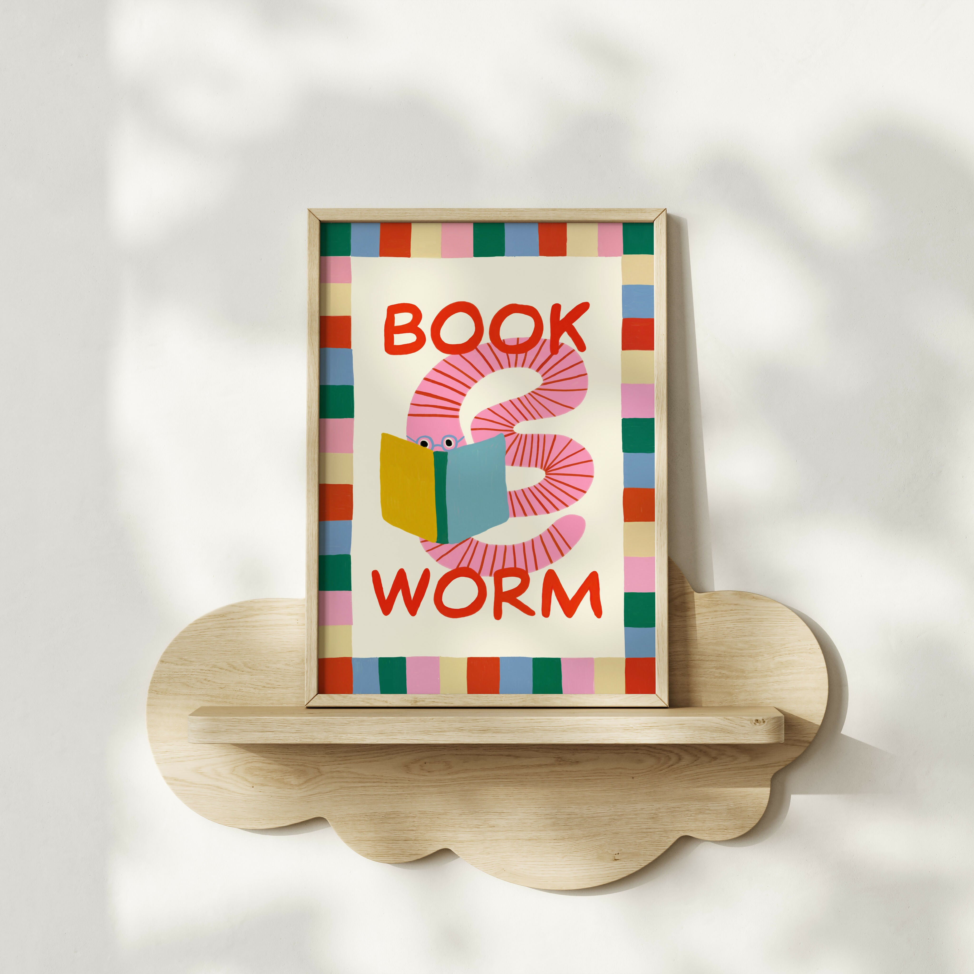 Book Worm Nursery Kids Art Print
