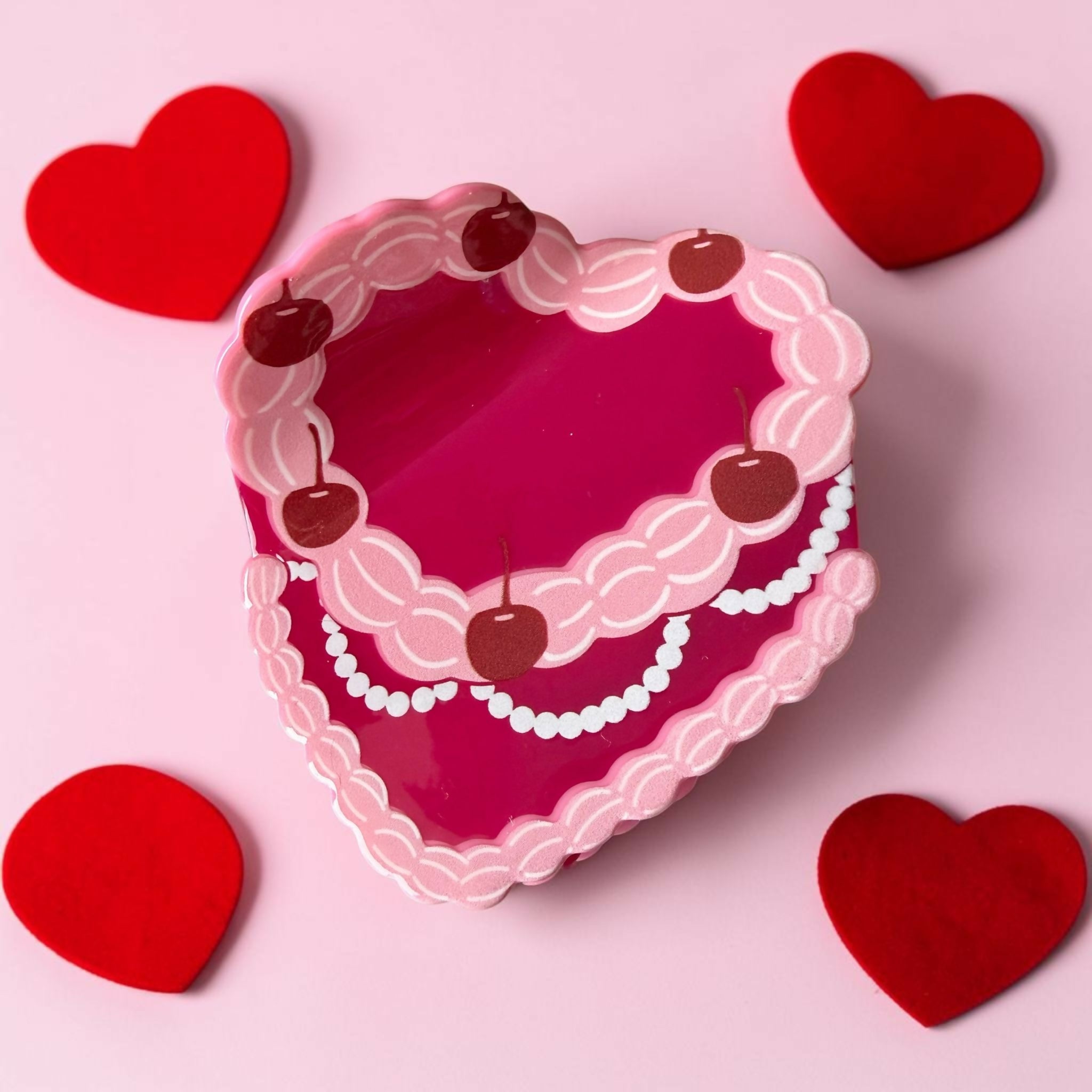 Vintage Pink Heart Shaped Cake Hair Clip / Claw