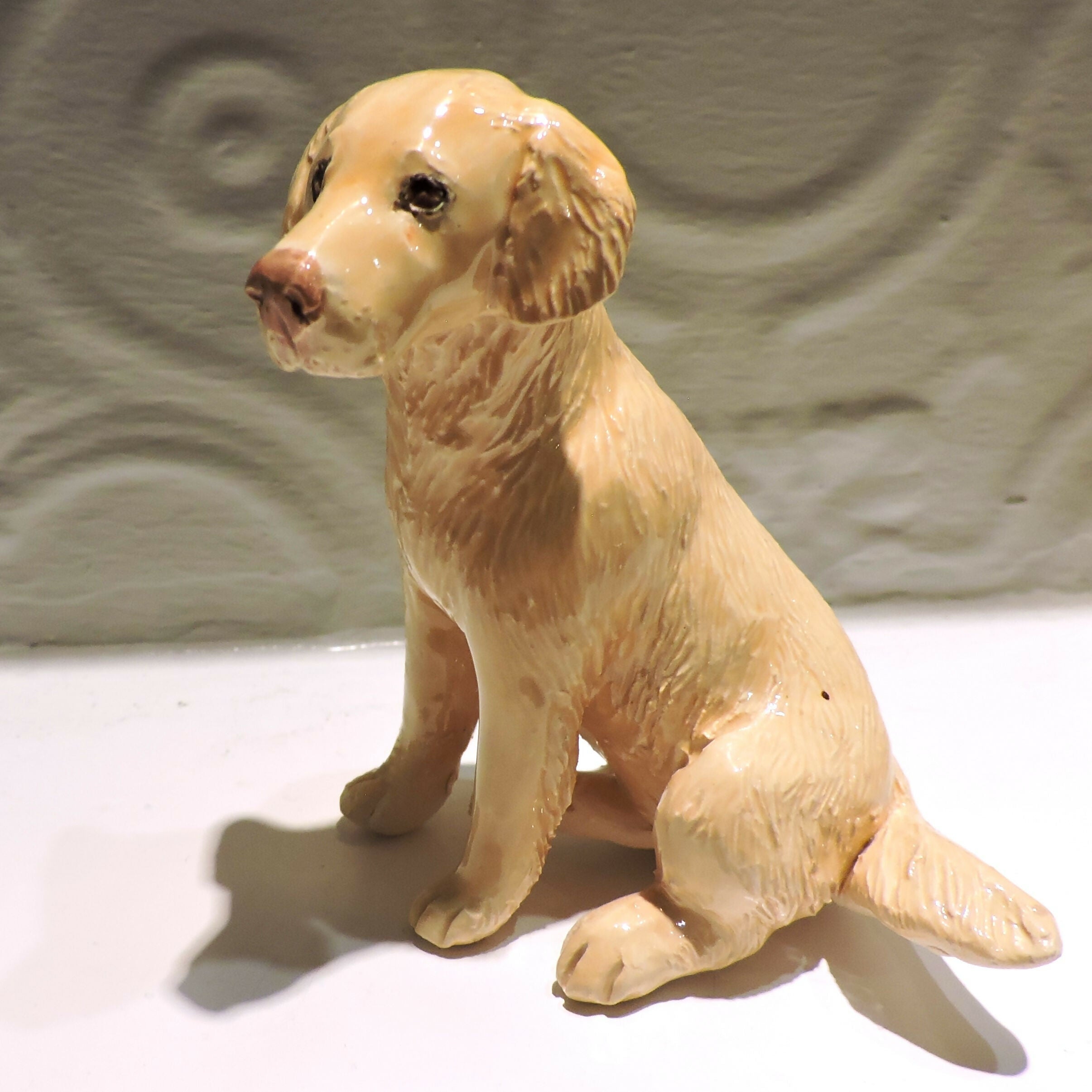 Ceramic Golden retriever dog sculpture