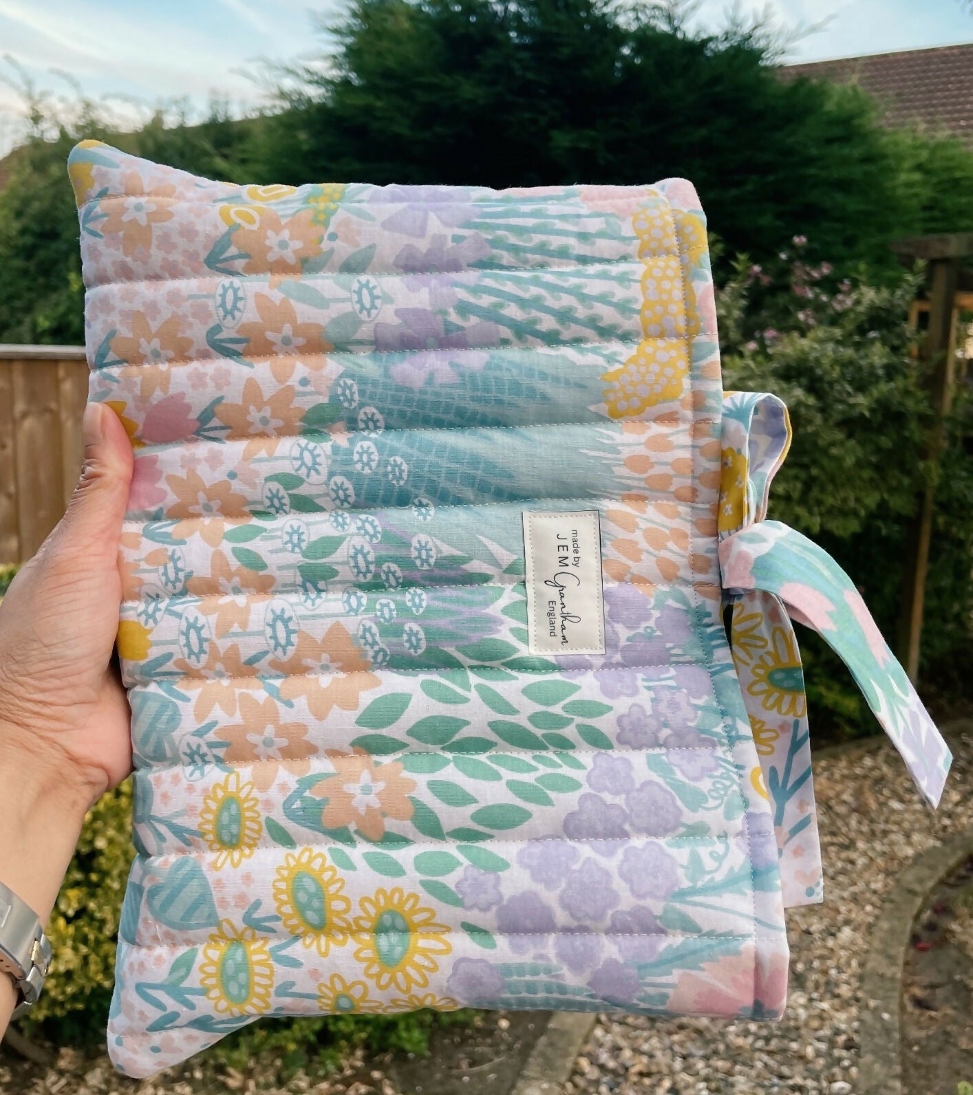 Handmade Quilted Book Sleeves with Ribbon Closure Meadow Prints