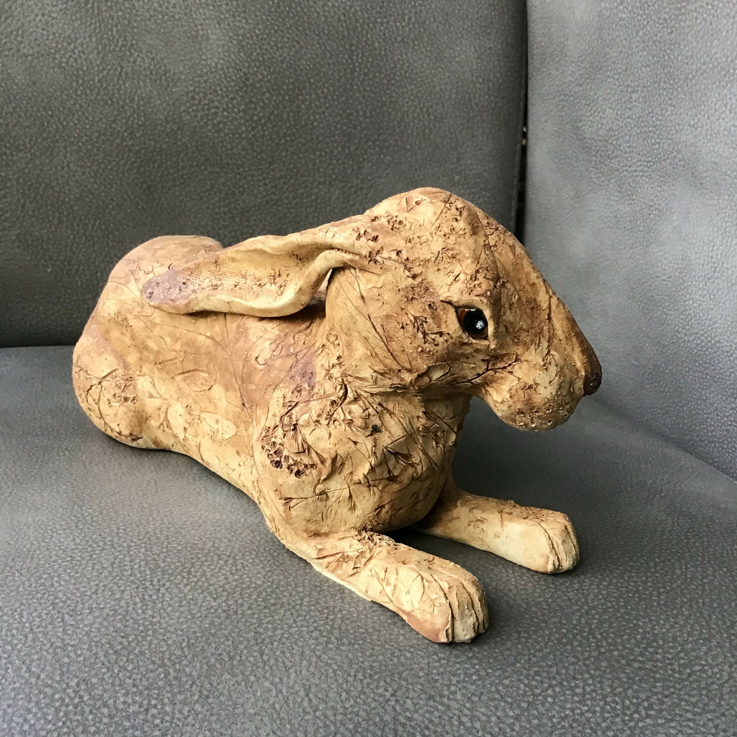 Laying down Hare sculpture