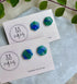 Blue and Gold Fleck Pentagon Polymer Clay Studs