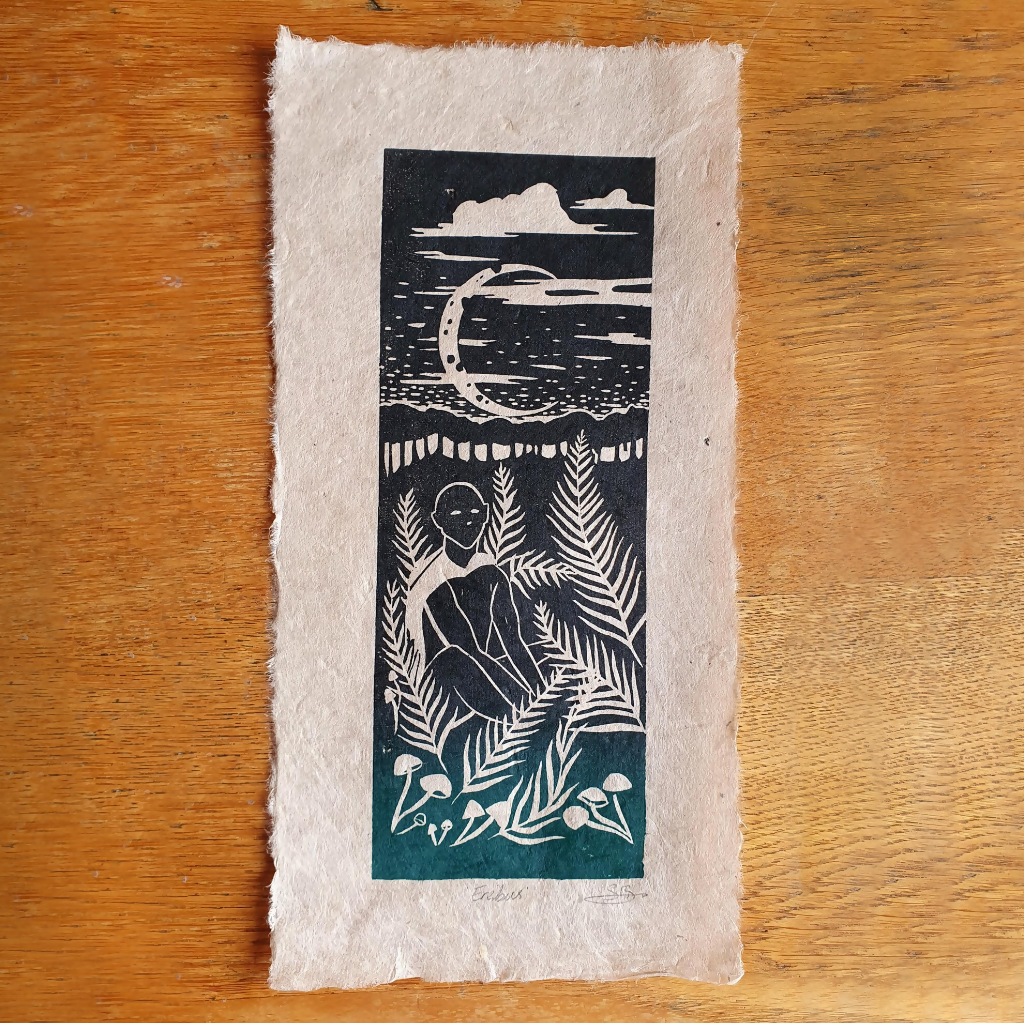 EREBUS GREEK MYTHOLOGY LINO PRINT