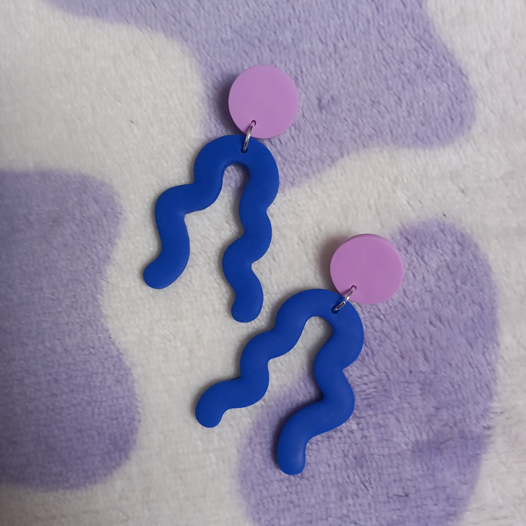 Polymer Clay Squiggle Dangle Earrings