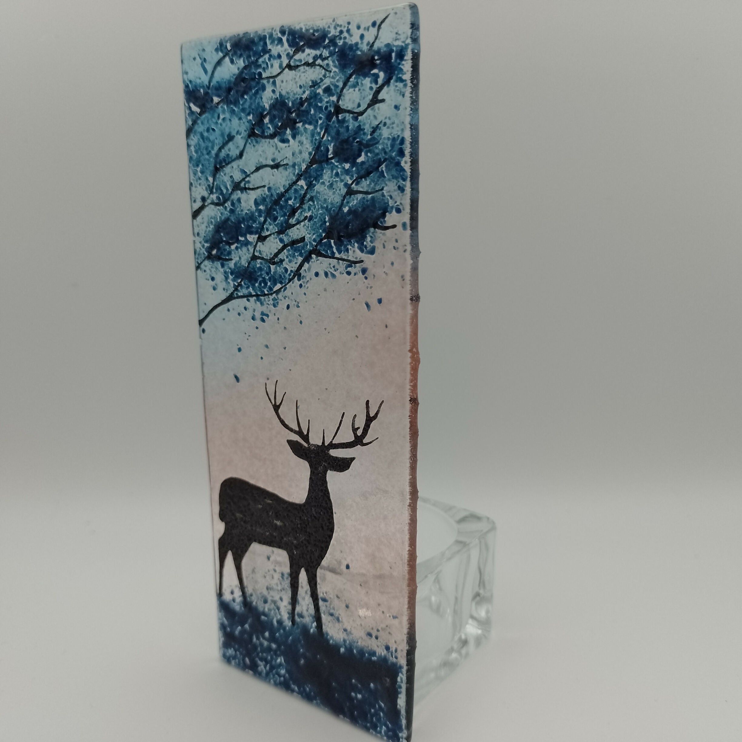 Fused Glass Silhouette Stag Tealight