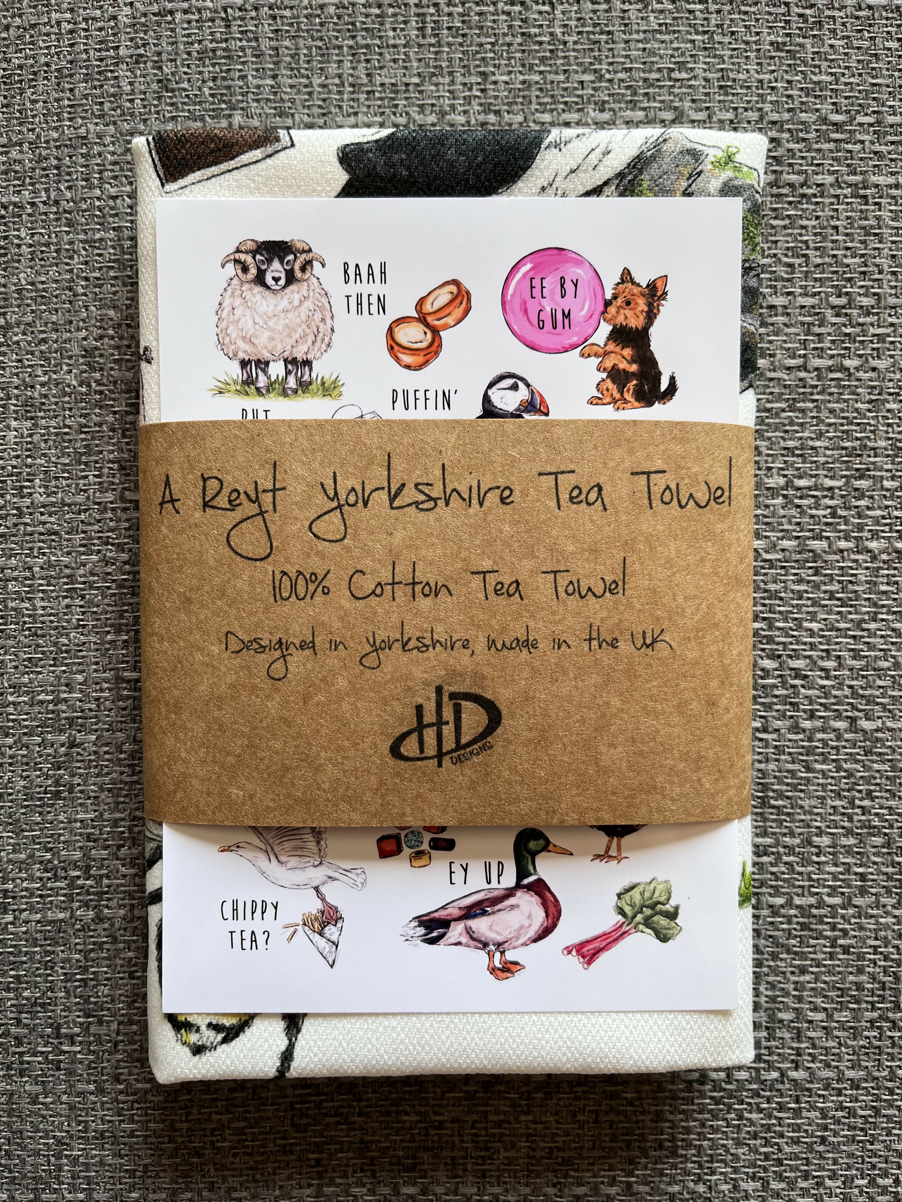 A Reyt Yorkshire Illustrated Tea Towel