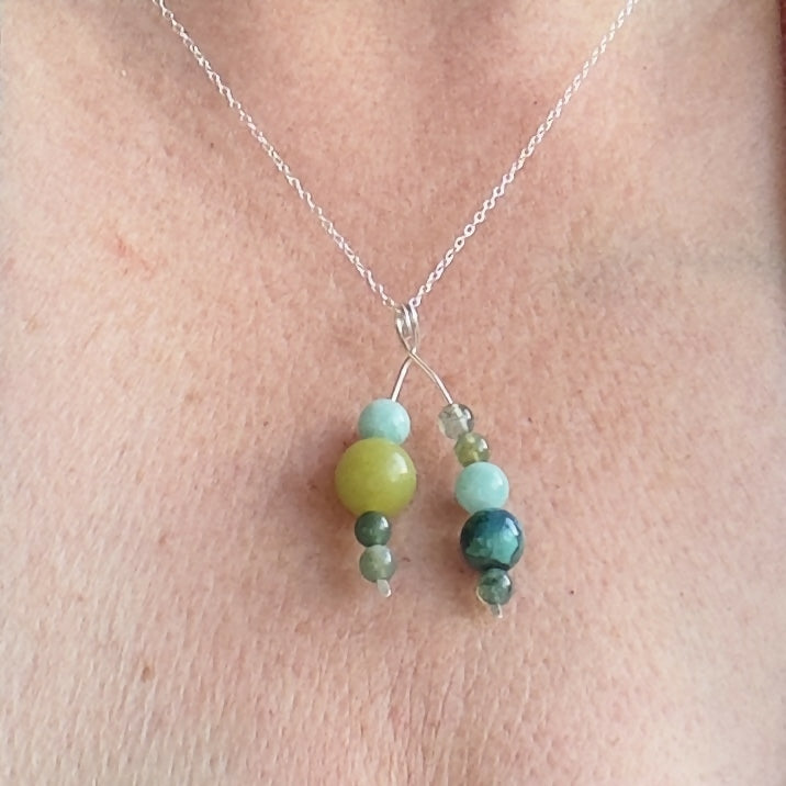 HEALING CRYSTAL & STERLING SILVER HEART CHAKRA PENDANT WITH 18” CHAIN