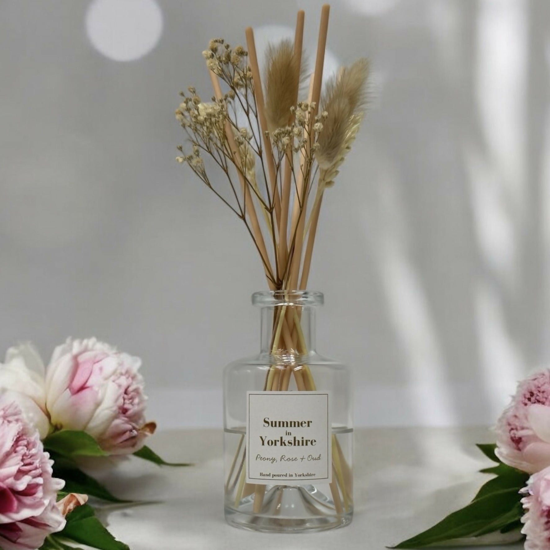 Summer in Yorkshire - Peony, Rose and Oud Dried Flower Reed Diffuser - 100ml