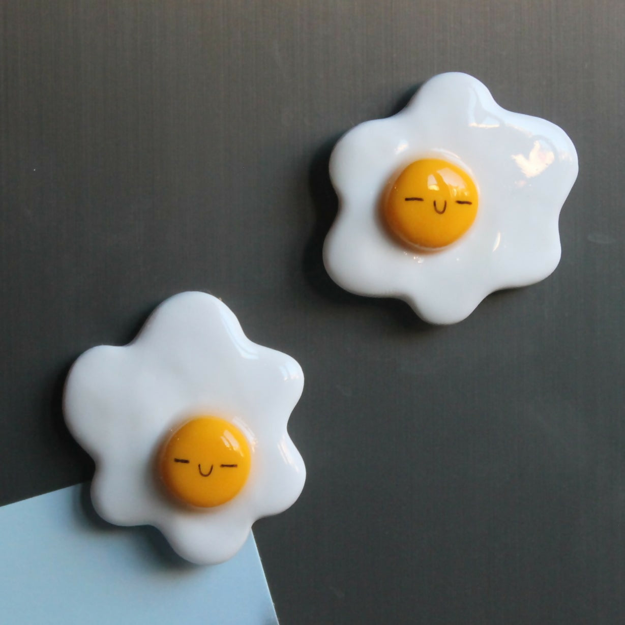 Handmade Polymer Clay Sleepy Egg Magnet