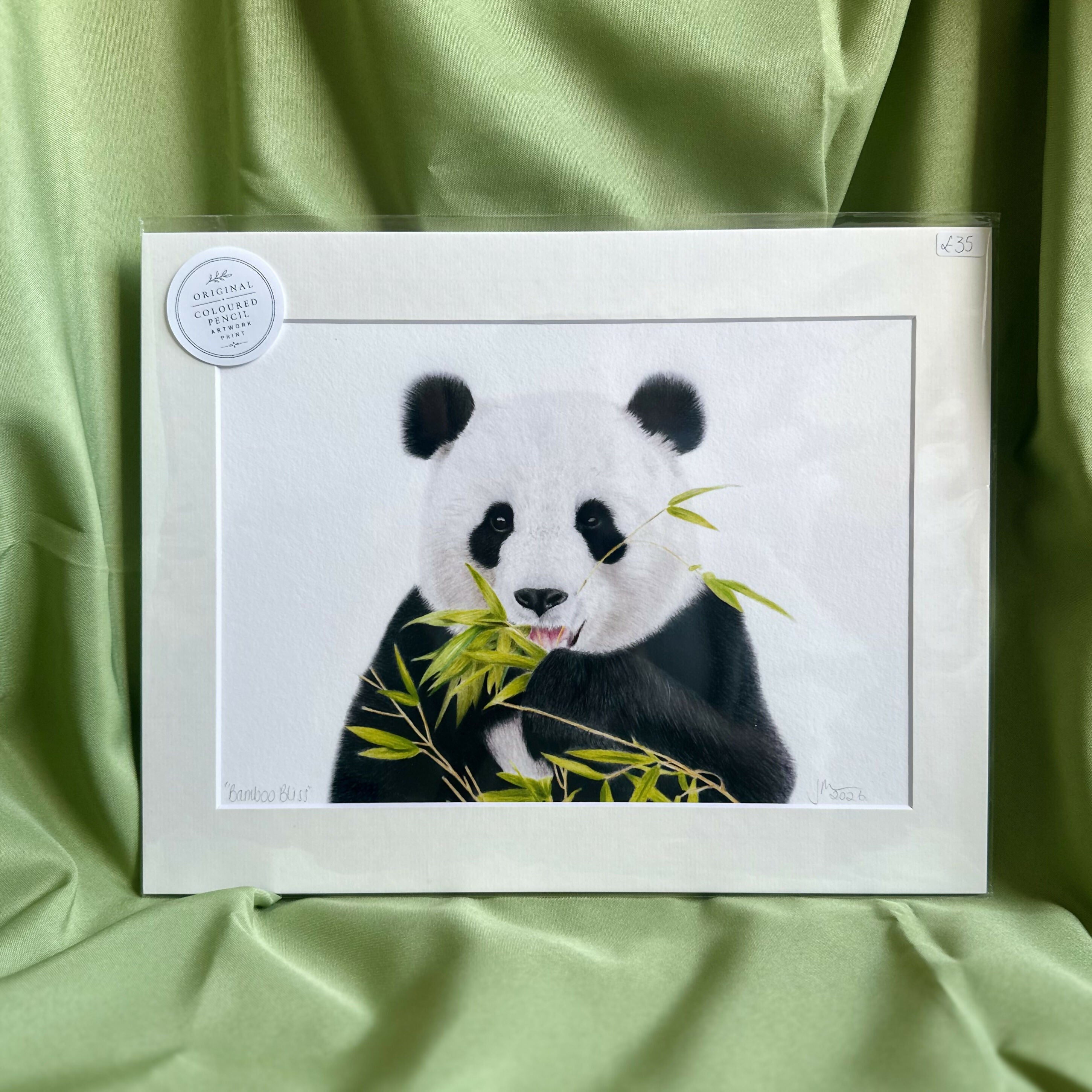 Panda Wall Art | Luxury Velvet Paper Print | Minimal Animal Illustration