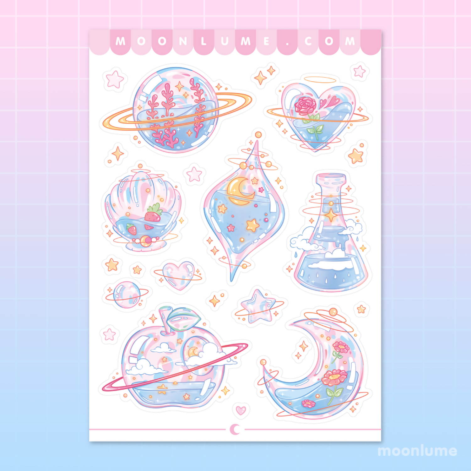 Vinyl Sticker Sheet - Glass Planets