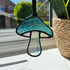 Textured Blue & Iridescent Mushroom Stained Glass Suncatcher