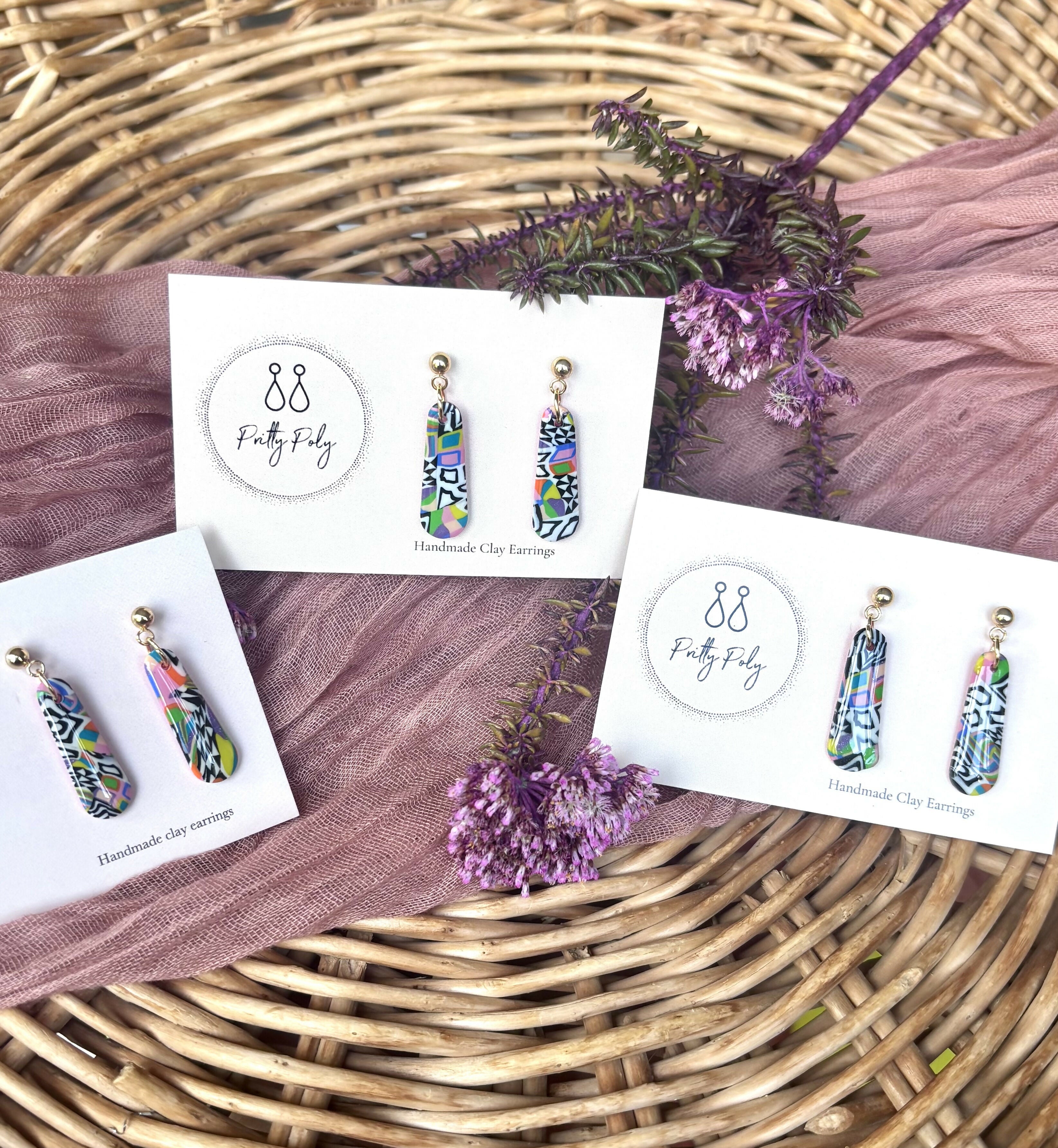 Funky Pattern Collection - Small Dangles Polymer Clay Earrings