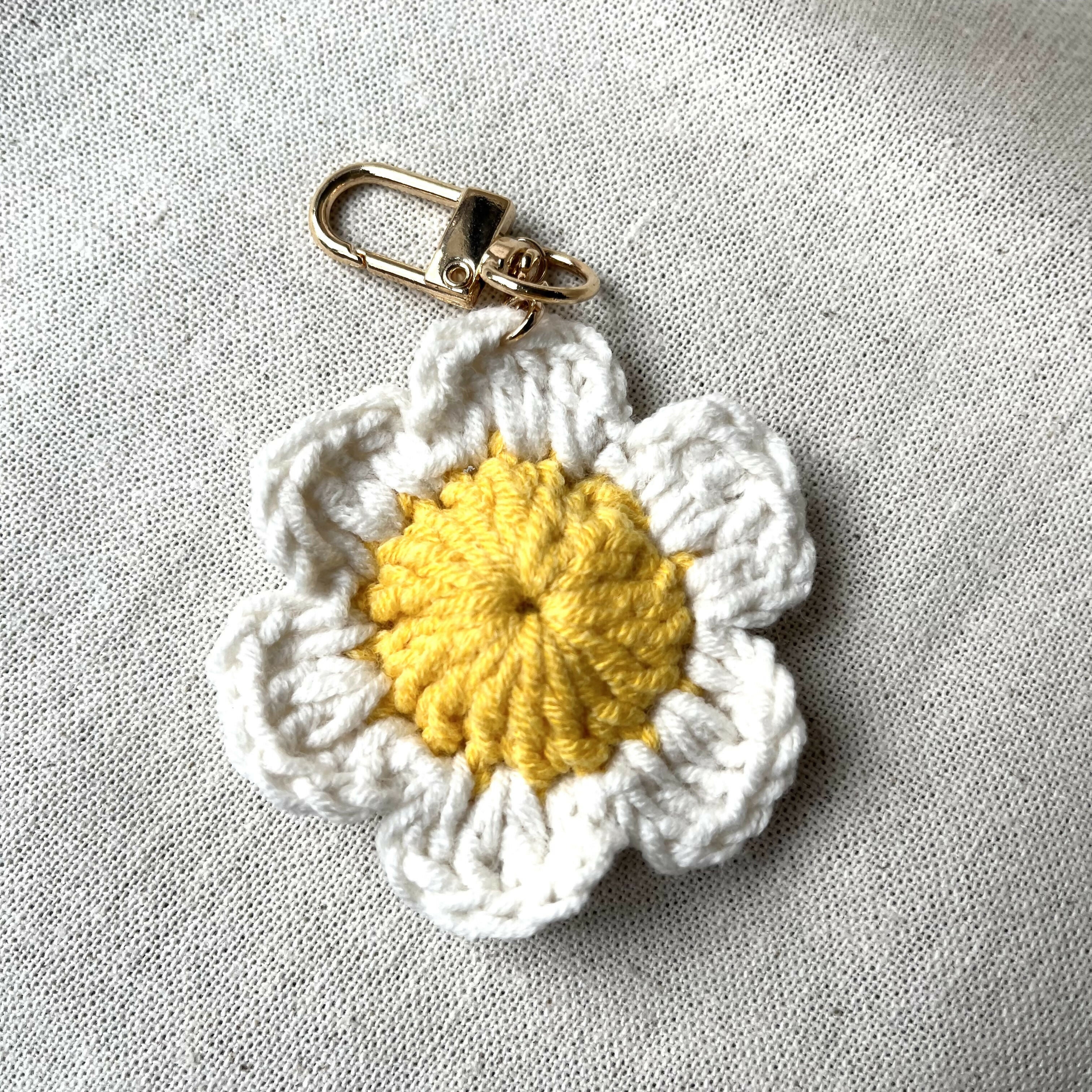 Crochet flower keyring
