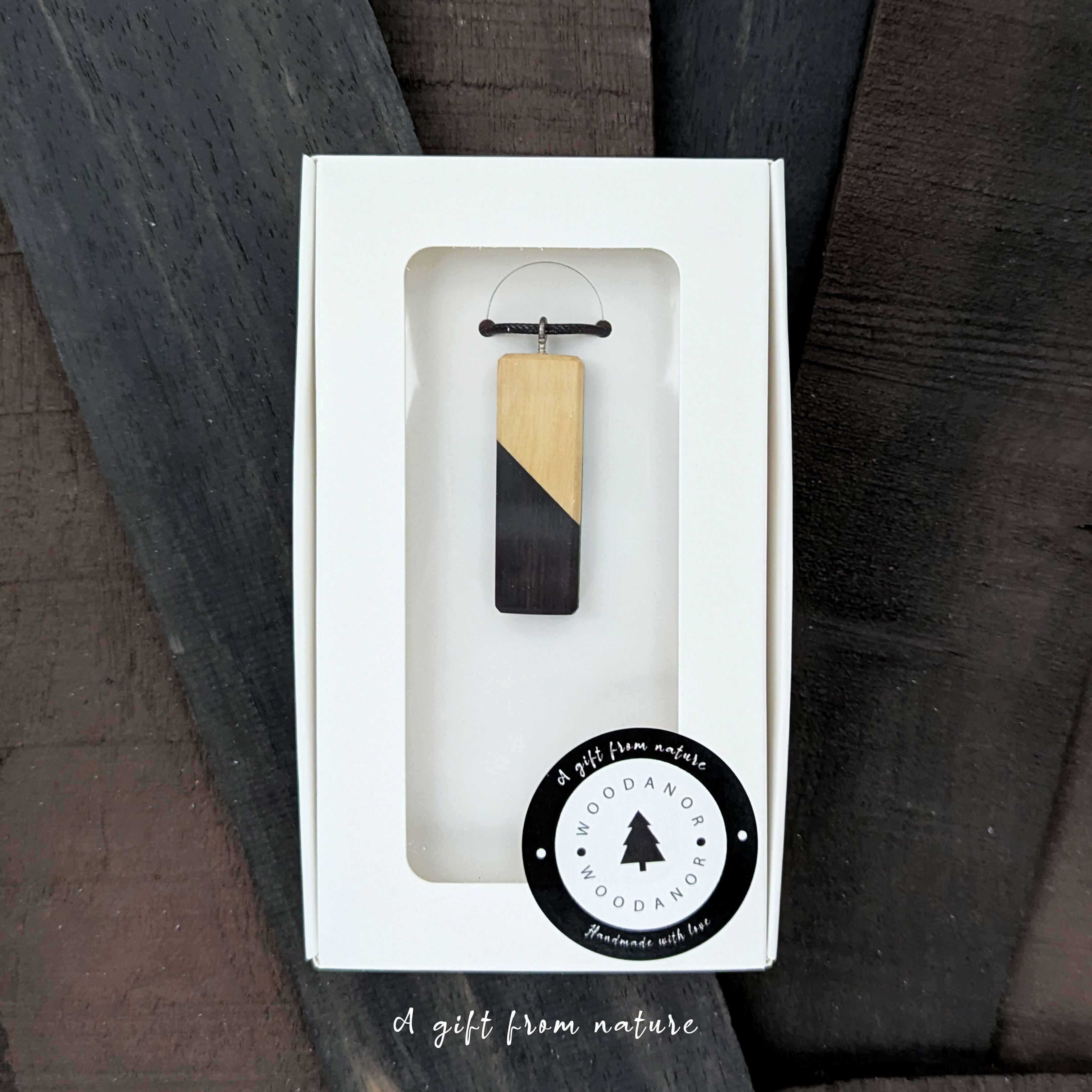 Two-Tone Wood Pendant Necklace