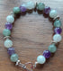 Gemstone Bracelet with a Tibetan Silver Toggle Catch, Banded Green Agate and Chevron Amethyst with Tibetan Silver Spacer Beads.