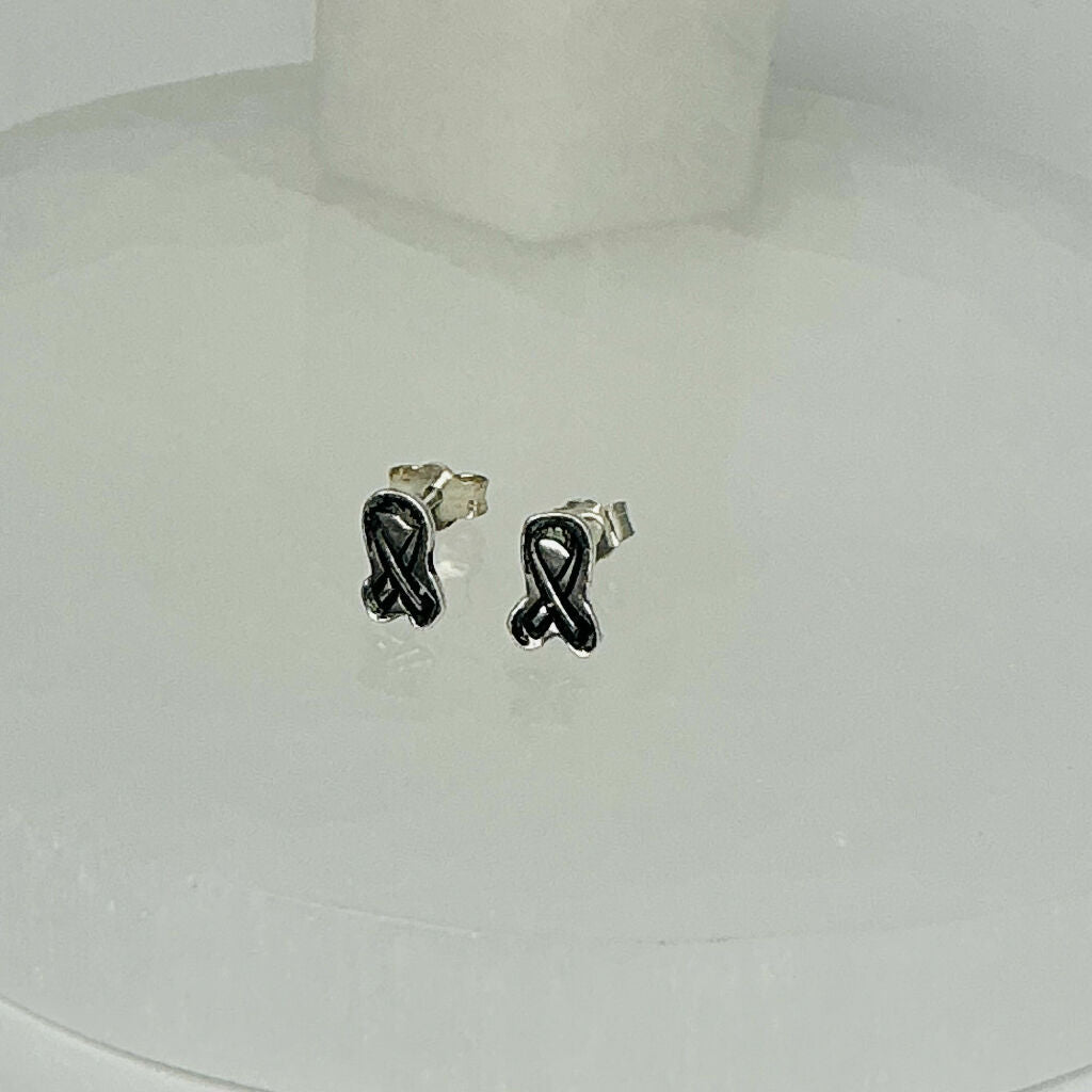 Sterling Silver Awareness Ribbon Stud Earrings