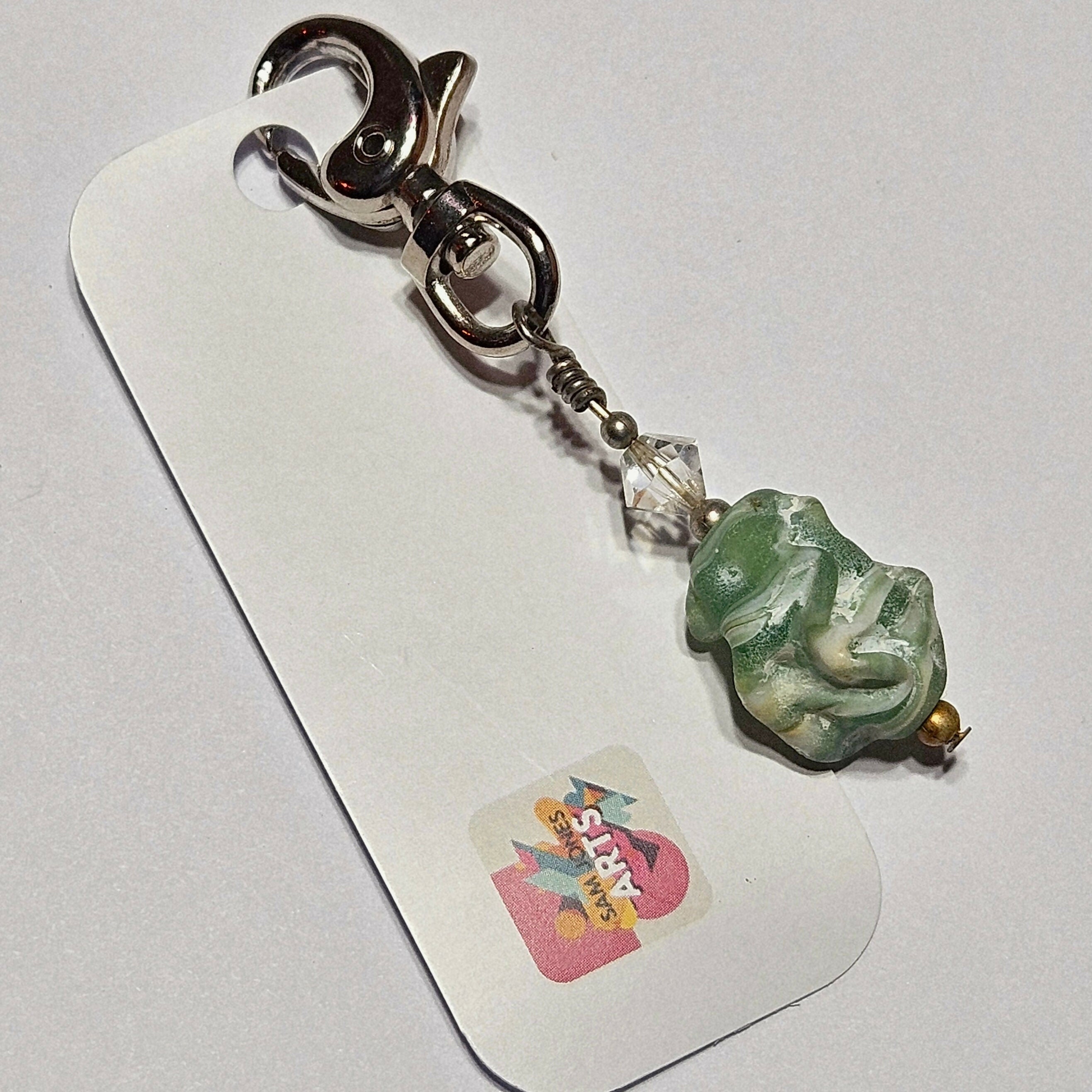 DECORATIVE GLASS BAG CHARM/KEYRING