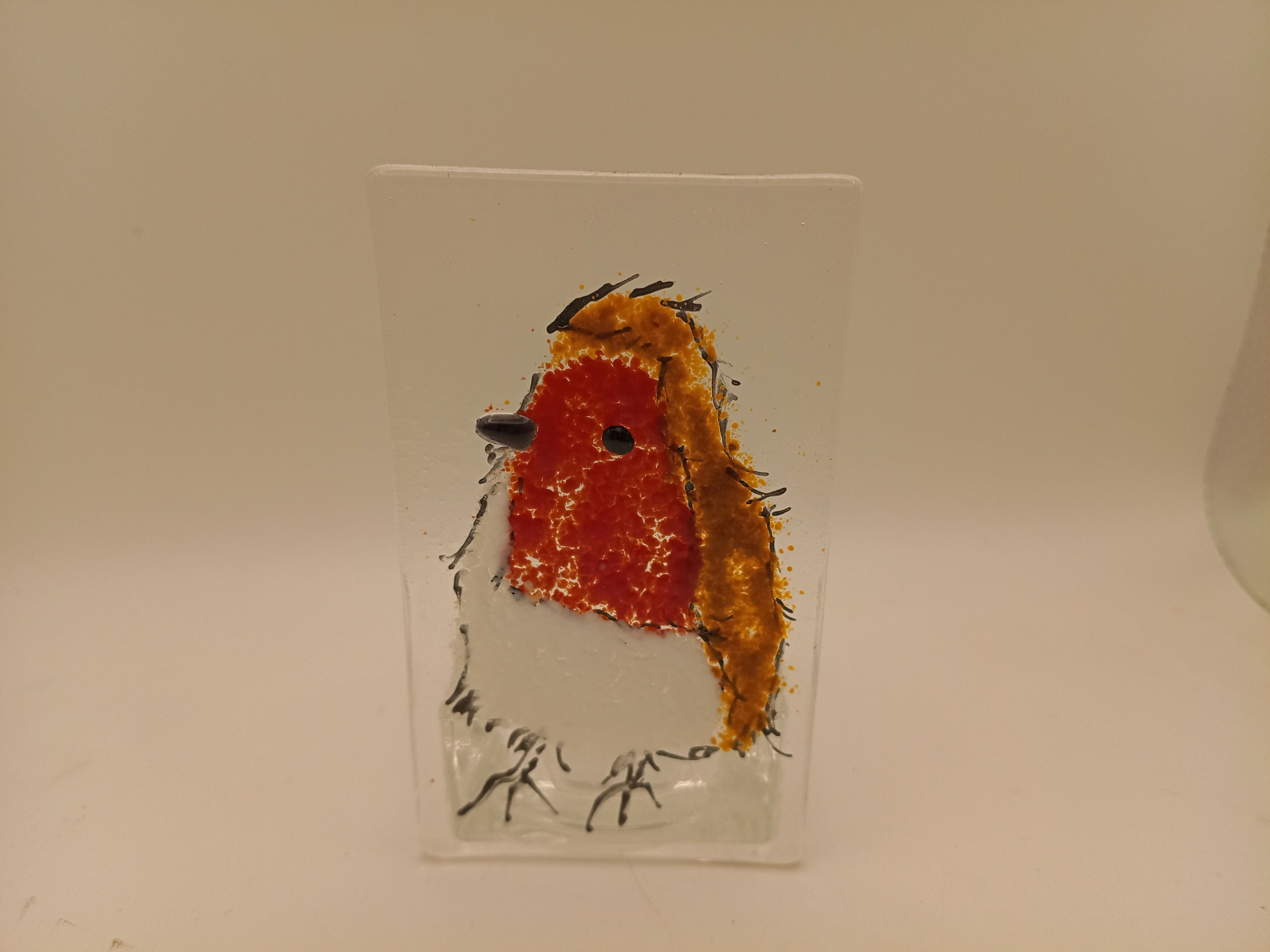 Fused Glass Robin Tealight