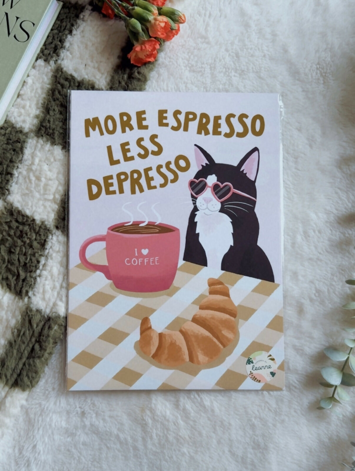 More Espresso Less Depresso Cat Print