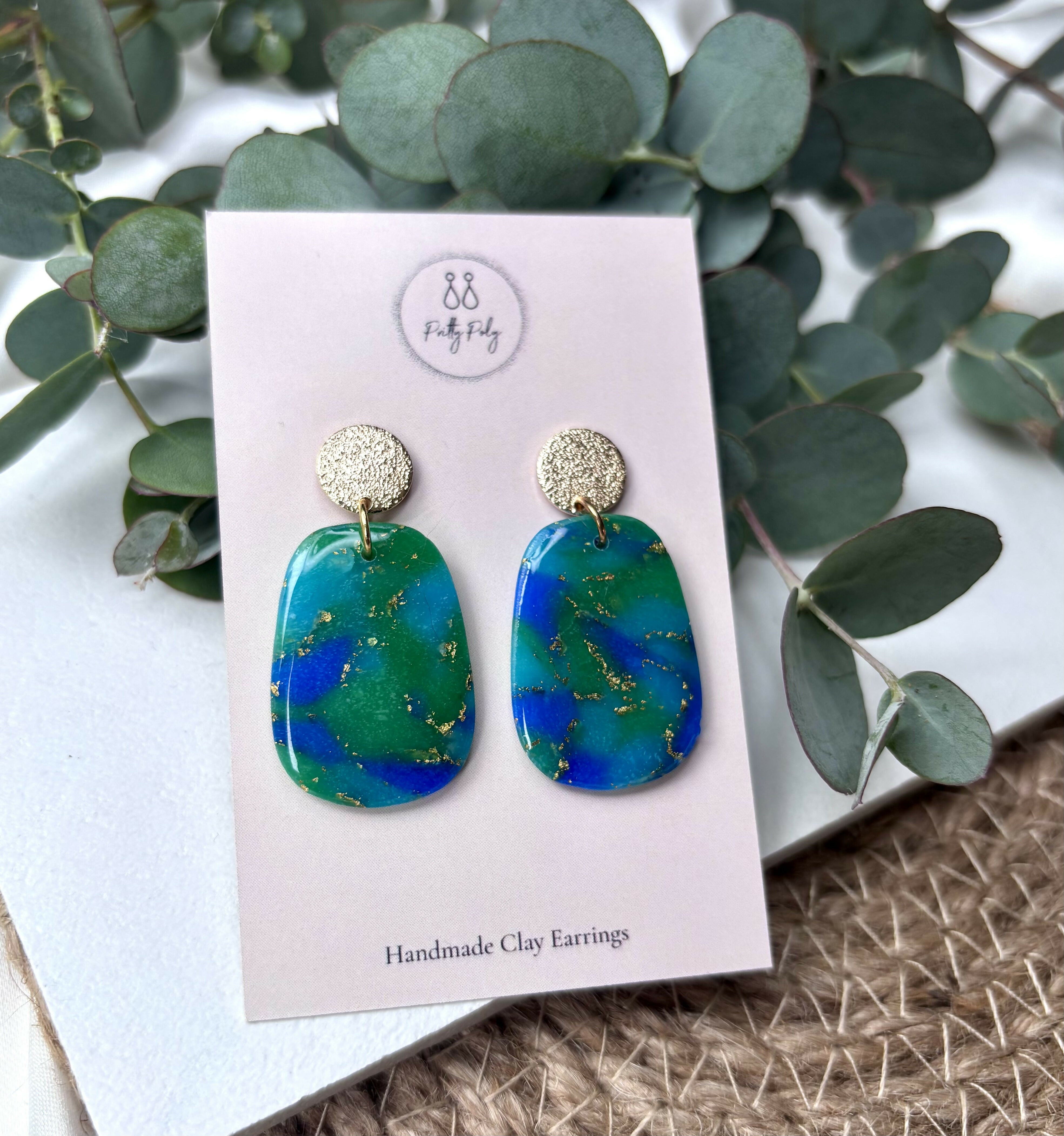 Ocean Dream Collection - Oval Drop Polymer Clay Earrings