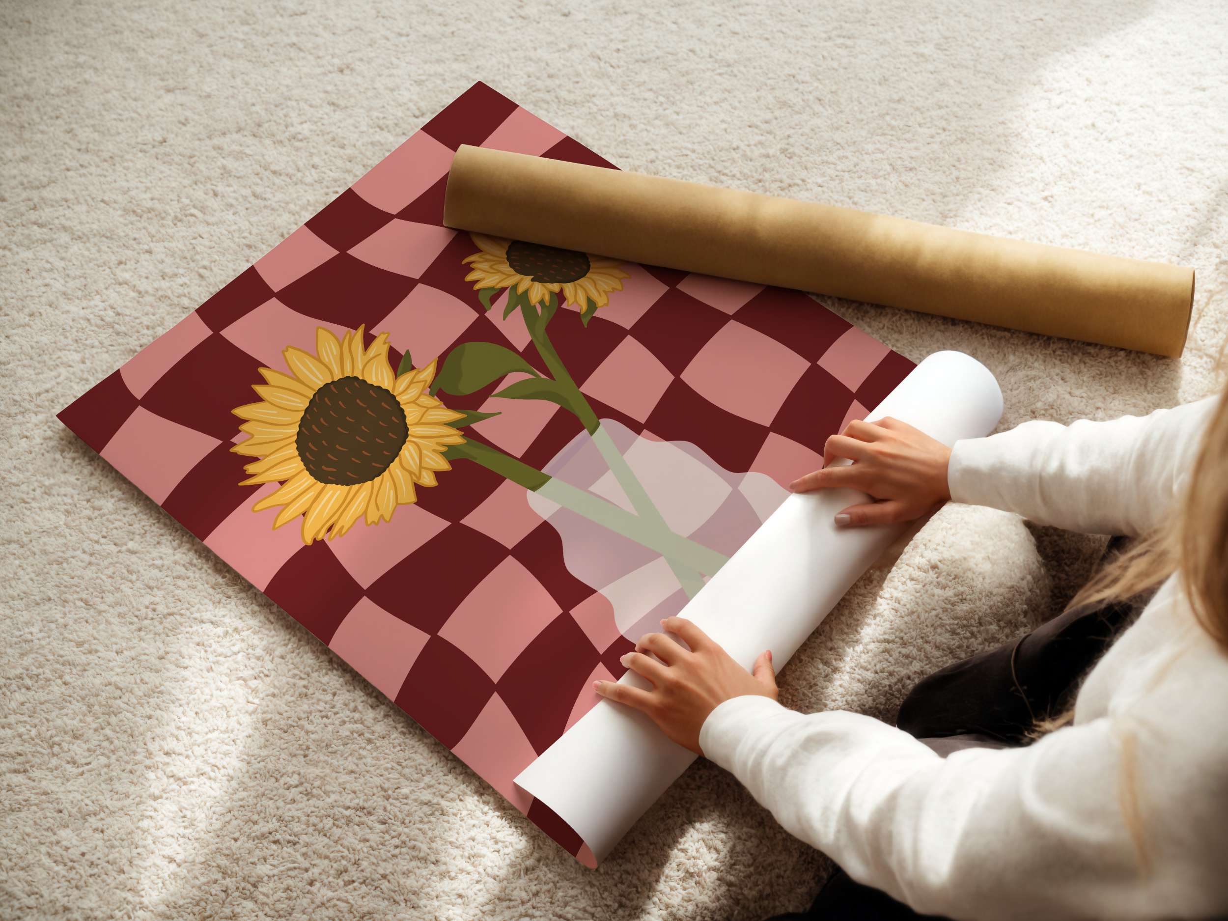 Sunflower Vase Print in Red