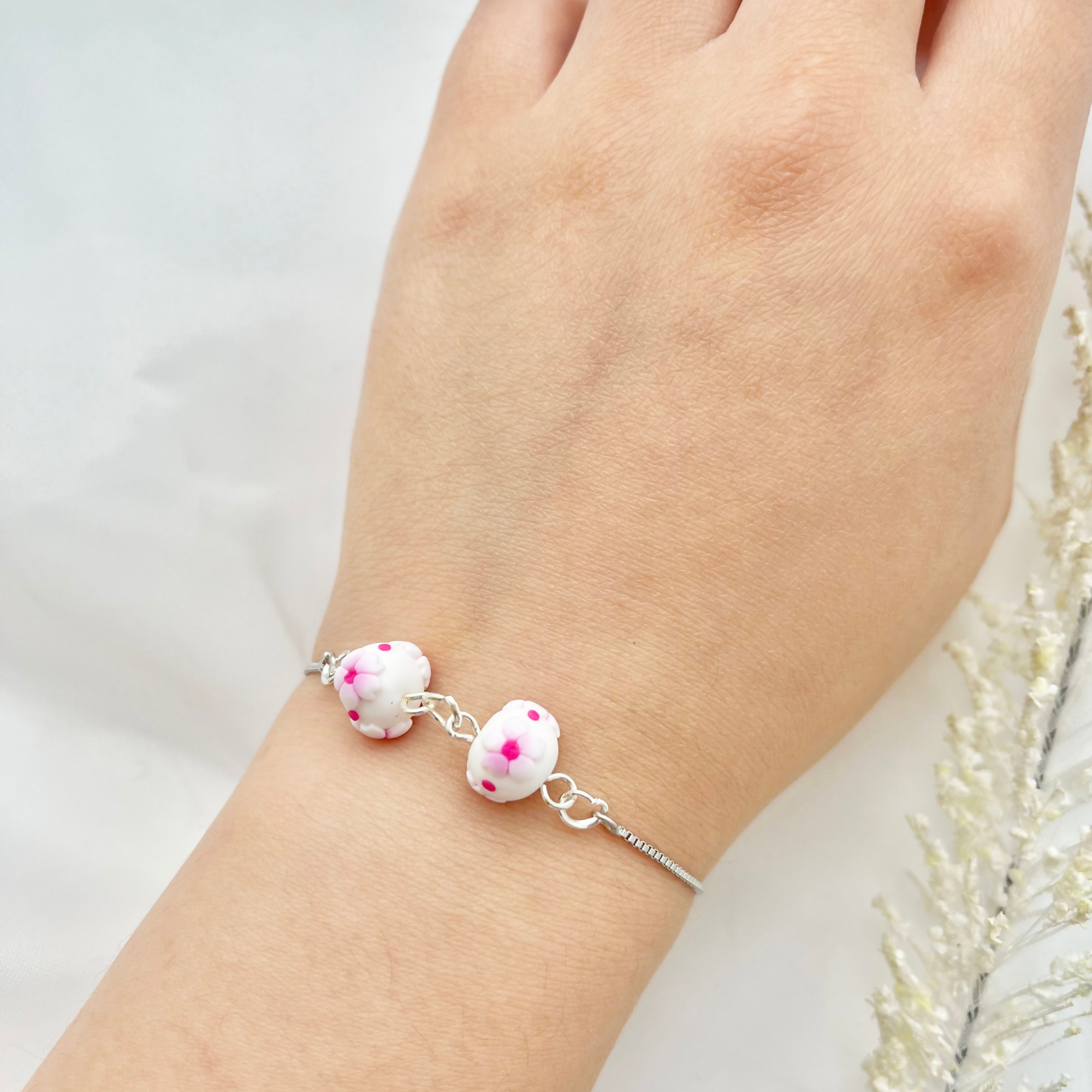 Cherry Blossom Bracelets - Handmade Polymer Clay Bracelets