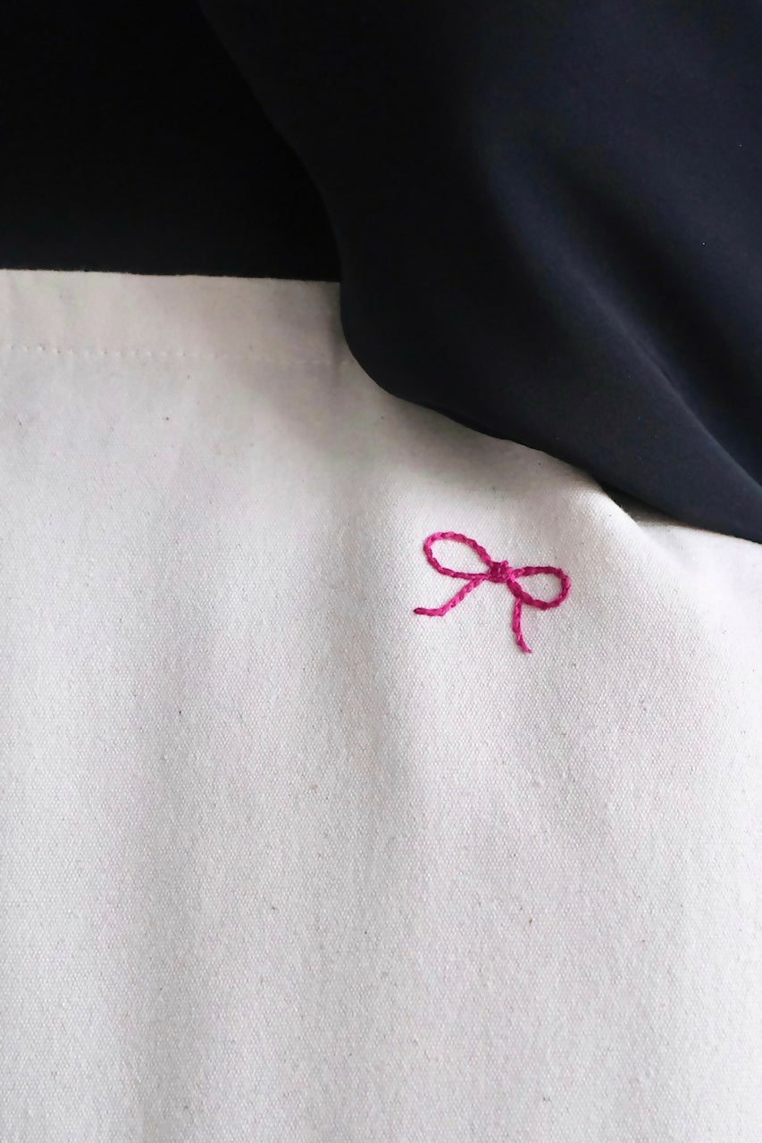 Hand Embroidered Bow Tote