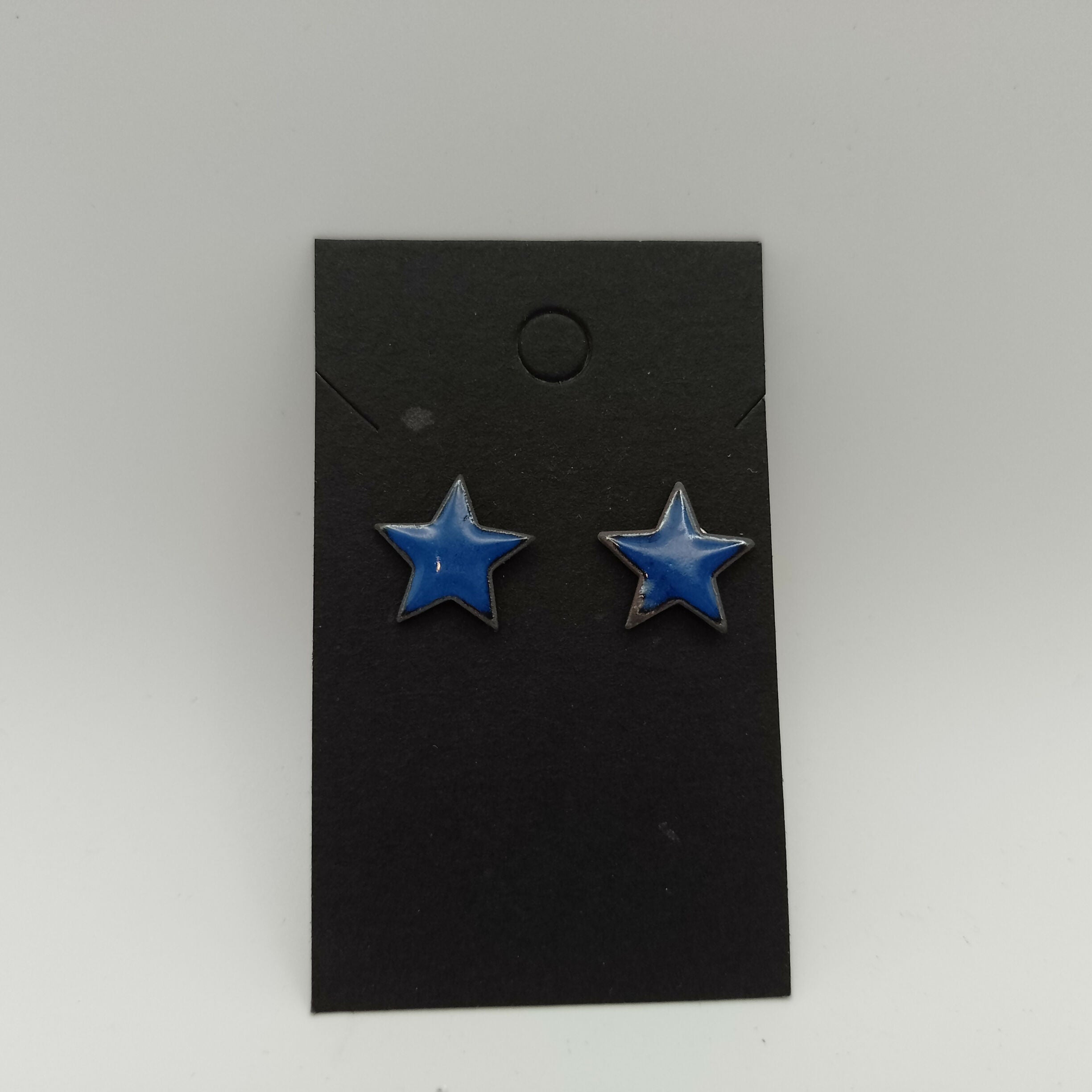 Blue Enamel Star Stud Earrings
