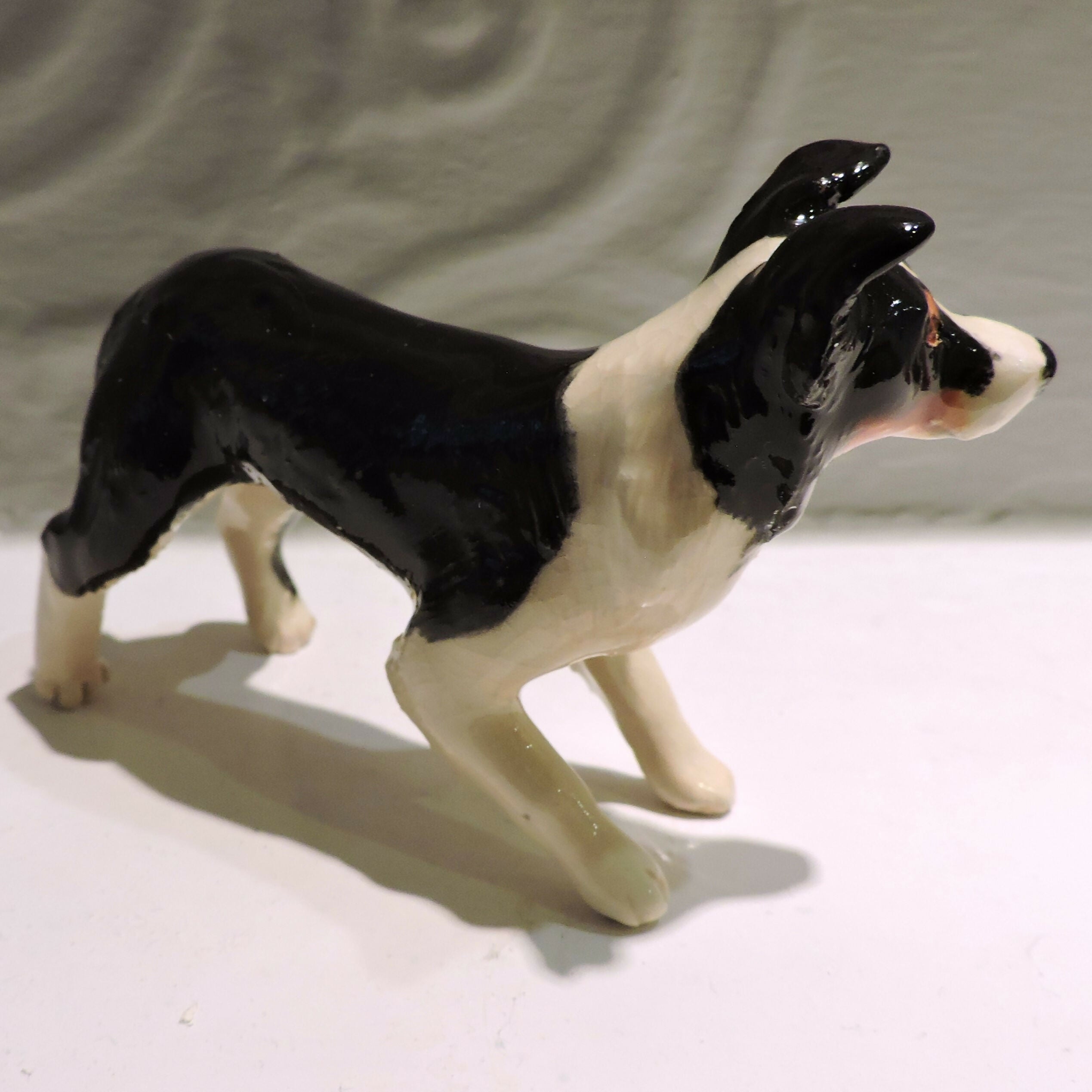 Ceramic Border Collie Sculpture, Tricolour