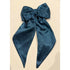Teal Blue Satin Hair Bow with Barrette Clip