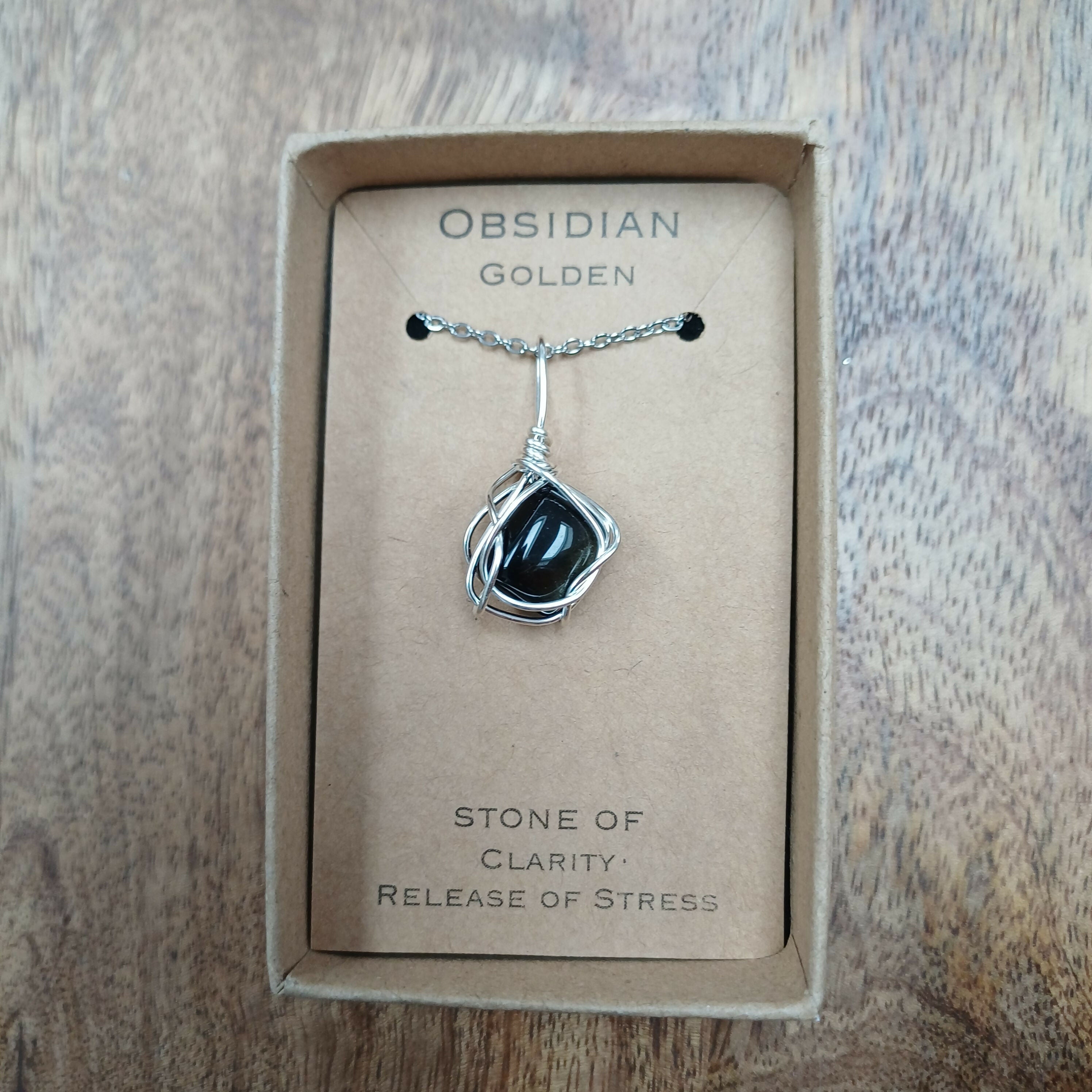 Golden Obsidian Wire Wrapped Pendant