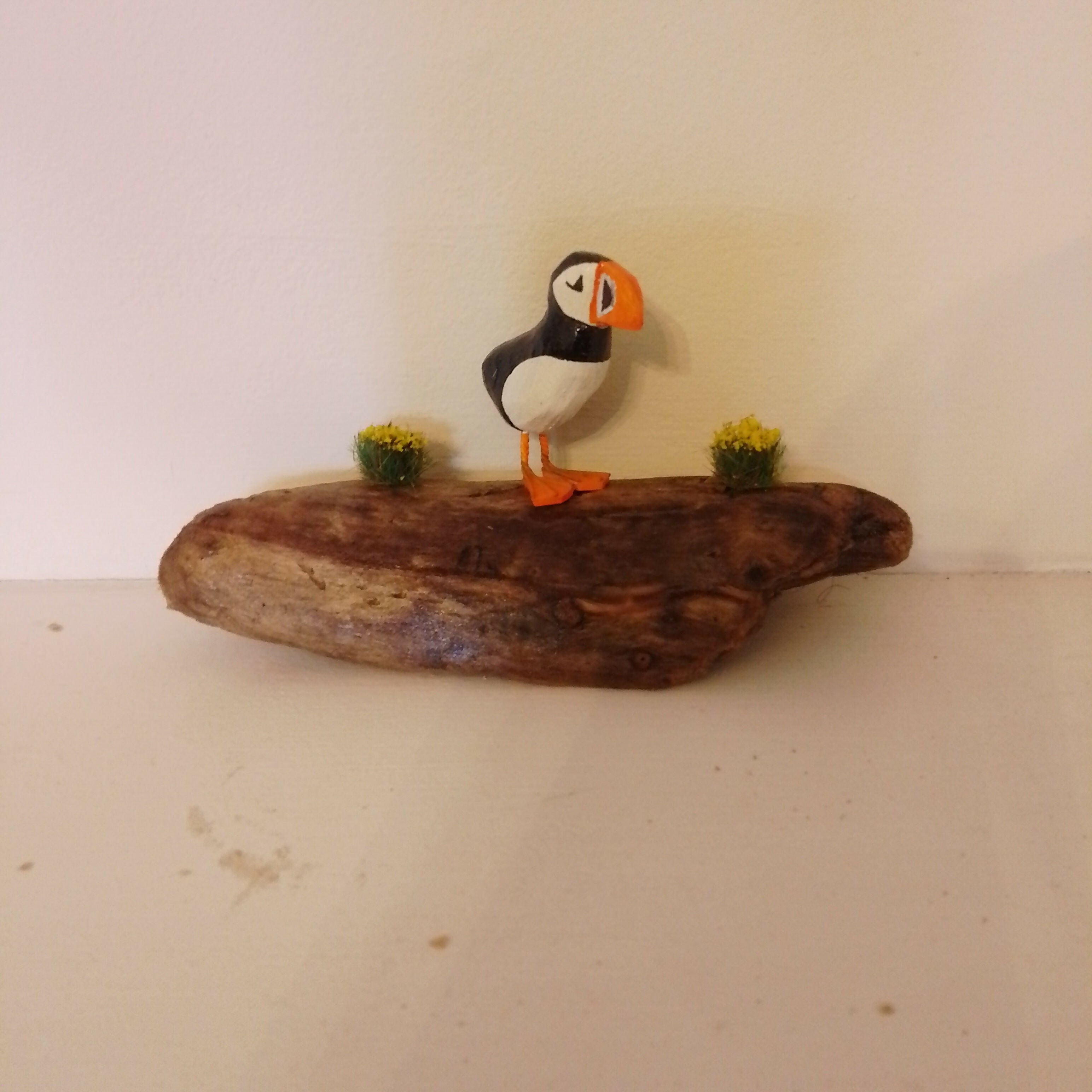 Single Puffin On Wood, With Legs