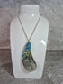 Unique Hand Crafted Pendant With Cyan, Blue, Gold and Silver Marble Effect