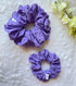 Handmade Scrunchies Violet Embroidered Cotton