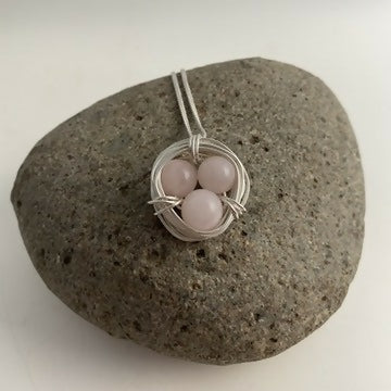 Rose Quartz Nest Necklace, Sterling Silver