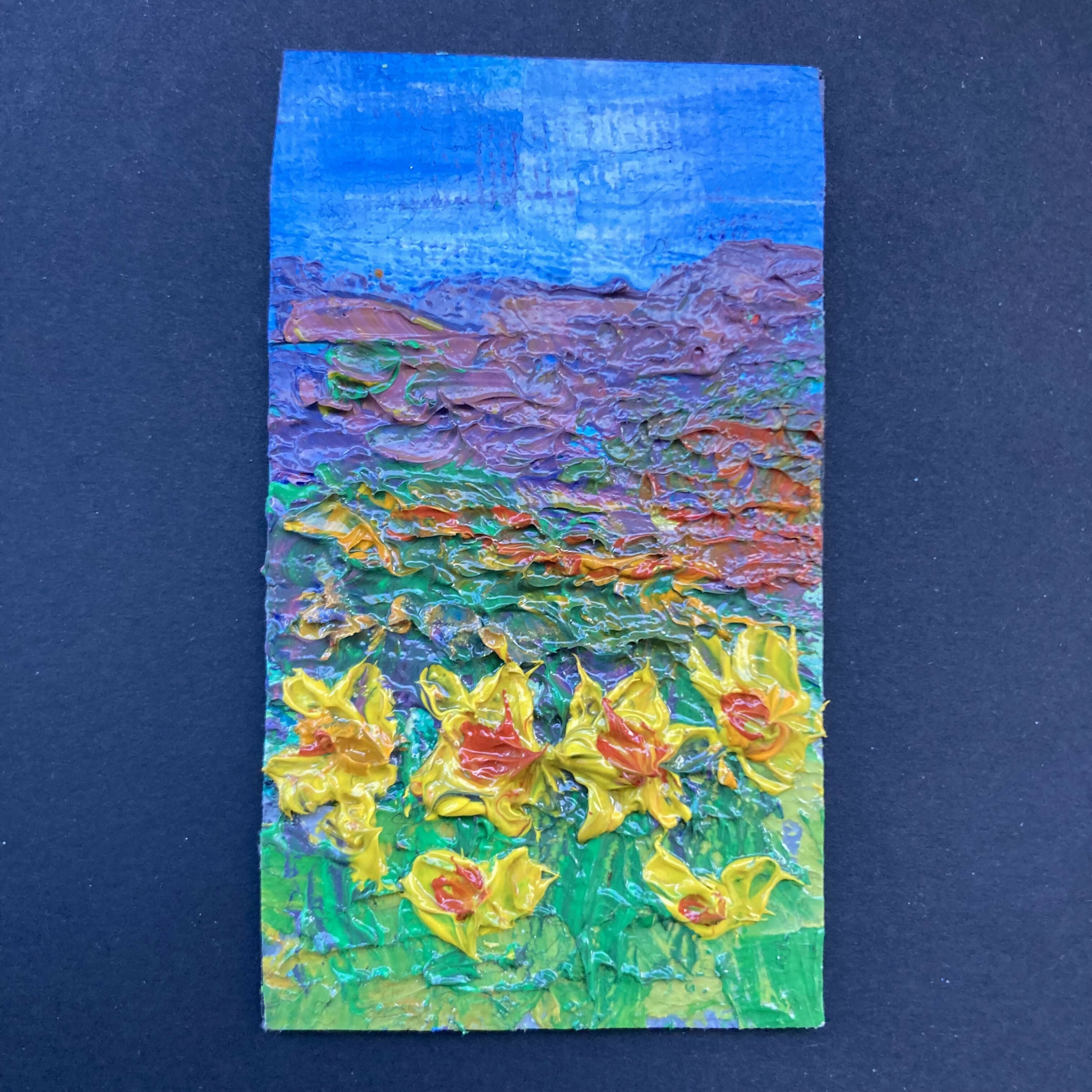 Daffodils Mini Oil Painting Canvas Fridge Magnet