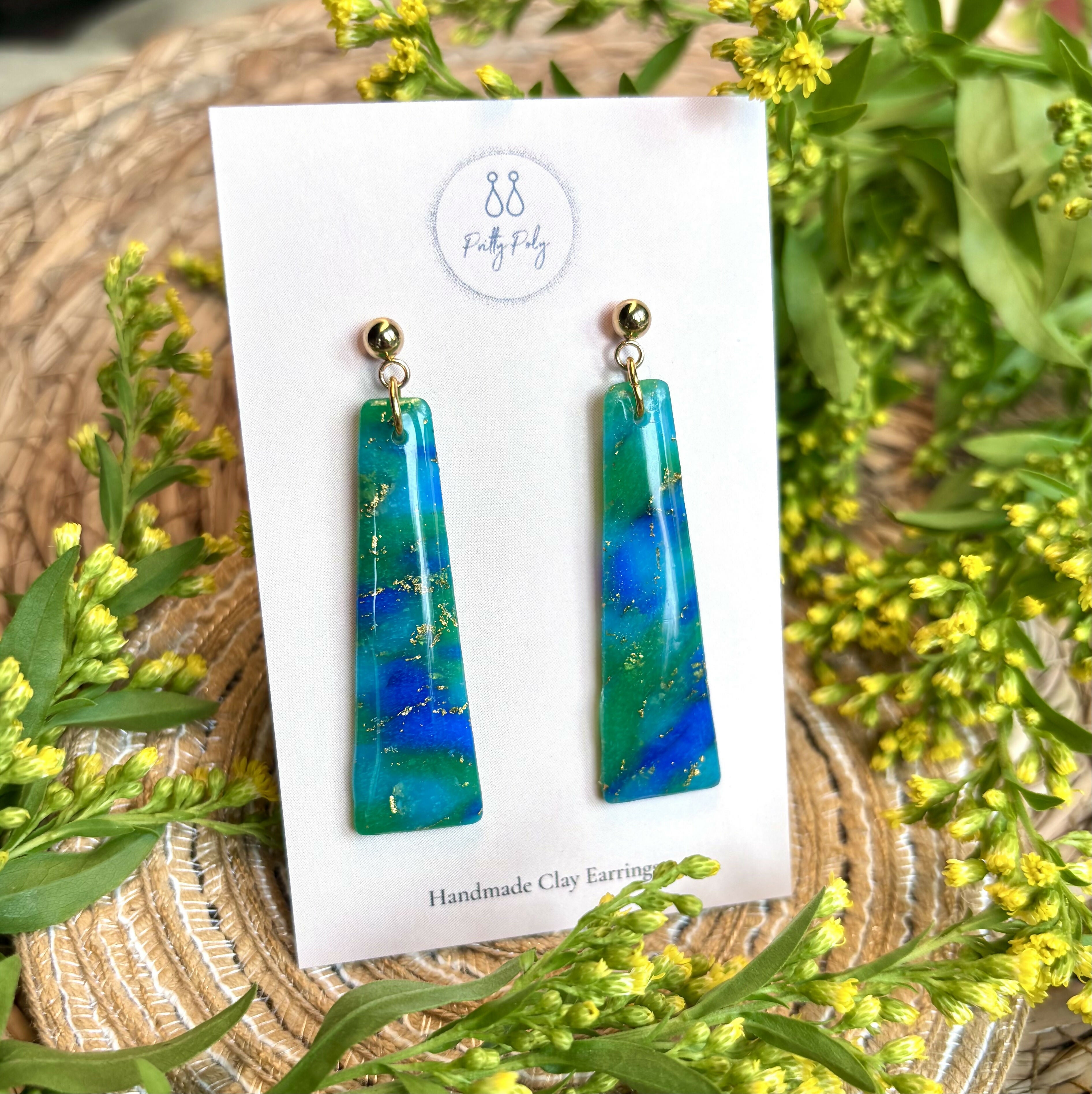 Ocean Dream Collection - Long Dangle Polymer Clay Earrings