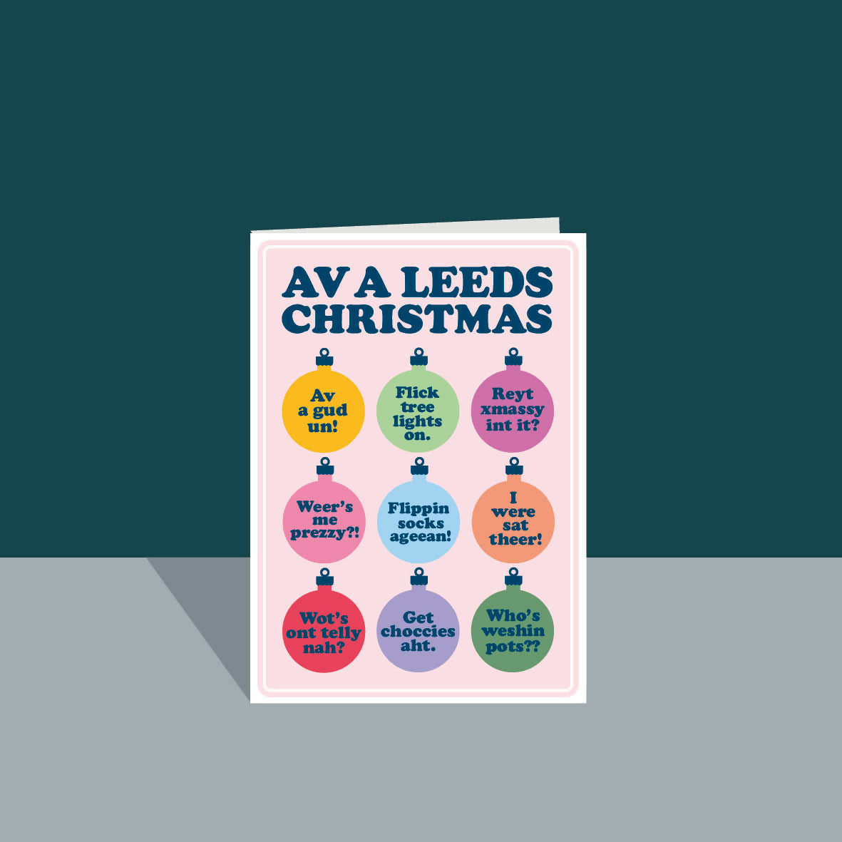 Av a Leeds Christmas Bauble A6 Card